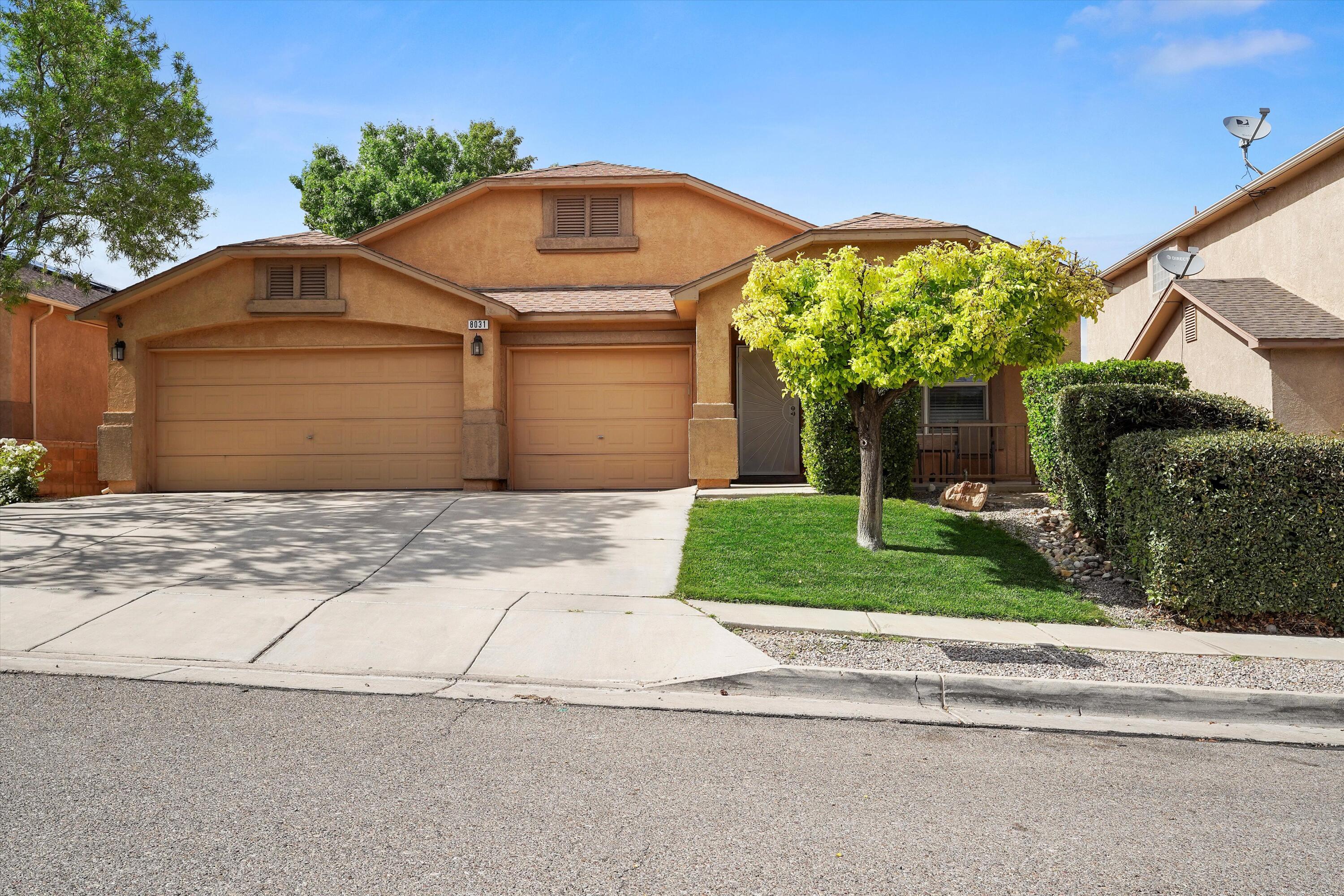 Welcome to this beautifully maintained 4-bedroom, 2-bathroom home in the highly desirable Ventana Ranch West, known for its scenic walking trails, lush parks, and top-rated schools. This spacious, move-in-ready property features updated flooring, refreshed countertops, and modernized bathrooms. The exterior stucco will be repaired and topped off with a fresh coat of paint before closing.  Enjoy peace of mind with a brand new water heater and all appliances conveying with the sale. The generous 3-car garage offers ample storage and parking. Step outside to a beautifully landscaped backyard with stunning sunsets -- the perfect spot to relax or entertain. With quality updates and an unbeatable location, this home is a must-see!