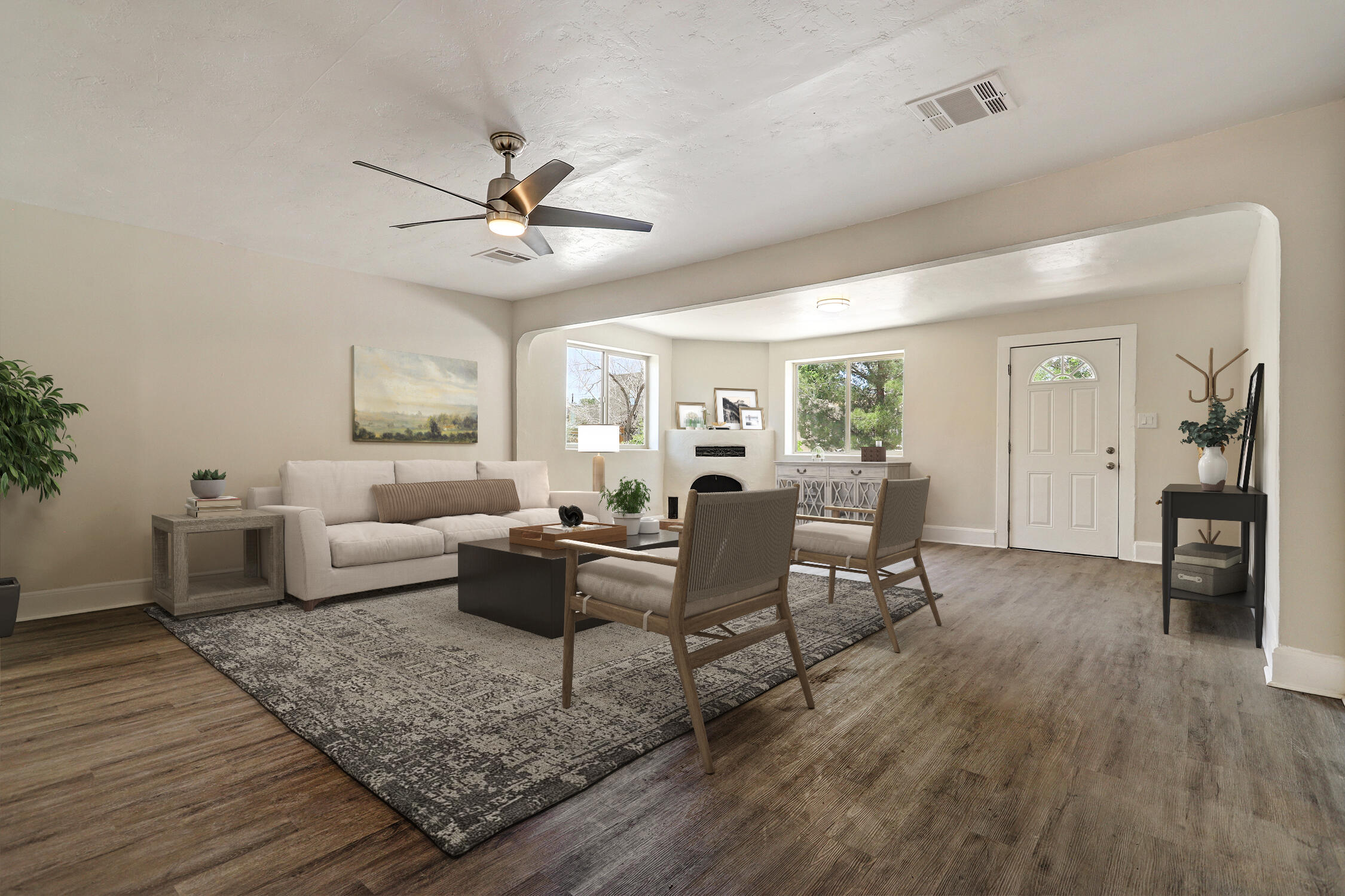Fourth of July Summer Special! Now through July 7th, Seller may offer a closing cost credit or appliance allowance (e.g., washer and dryer) with a strong offer. A great chance to save on move-in costs! Incentives negotiable and subject to seller approval. Fall in love with this beautifully updated home in Albuquerque's charming Eighth Street-Forrester neighborhood, where vintage charm meets modern comfort. The kitchen features new stainless steel appliances, gorgeous countertops, and new cabinetry. One bedroom has its own entrance and tongue-and-groove ceilings with vigas, creating a peaceful retreat. Recent updates include a new roof, HVAC, water heater, and more. The spacious backyard is a private oasis perfect for relaxing or entertaining.Walk to coffee shops, dining, and so much more.