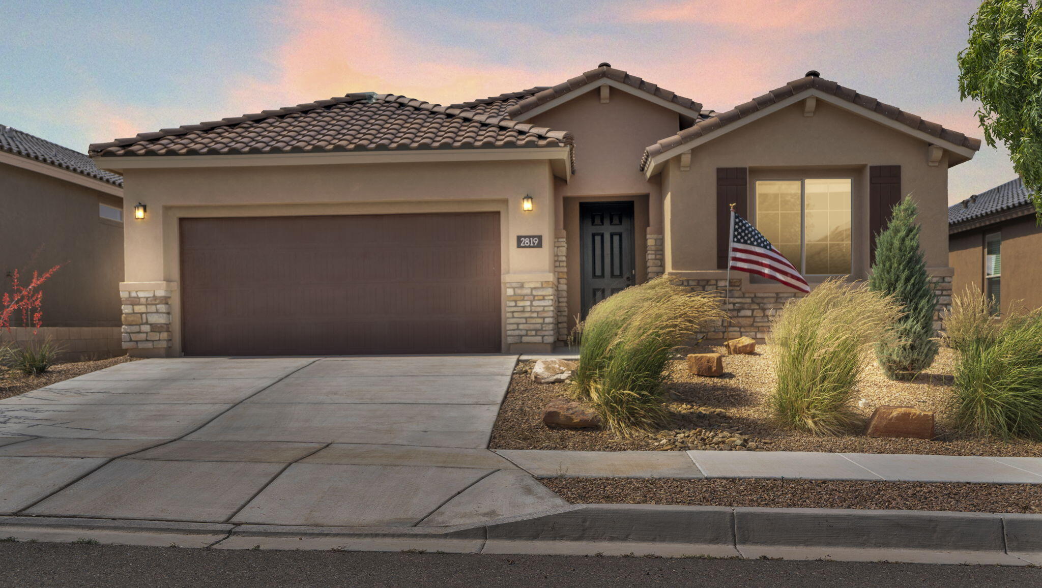 Experience refined desert living in this nearly new, energy-efficient home located in the ''Prestigious Gated'' Mariposa Community. Built by Pulte, one of America's top builders, this one-owner, pet-free home is lightly lived in and move-in ready. Thoughtful upgrades include a vented Natural gas  fireplace, built-in surround sound, a spa-inspired walk-in shower, and a tankless water heater. Enjoy panoramic views of the desert, mountains, and mesas from your private covered patio. Some furniture may stay if desired. Mariposa offers indoor and outdoor pools, a fitness center, scenic trails, parks, and stunning outdoor art. Convenient to shopping, schools, and major roadways, this home blends comfort, beauty, and lifestyle in one of Rio Rancho's most sought-after communities.