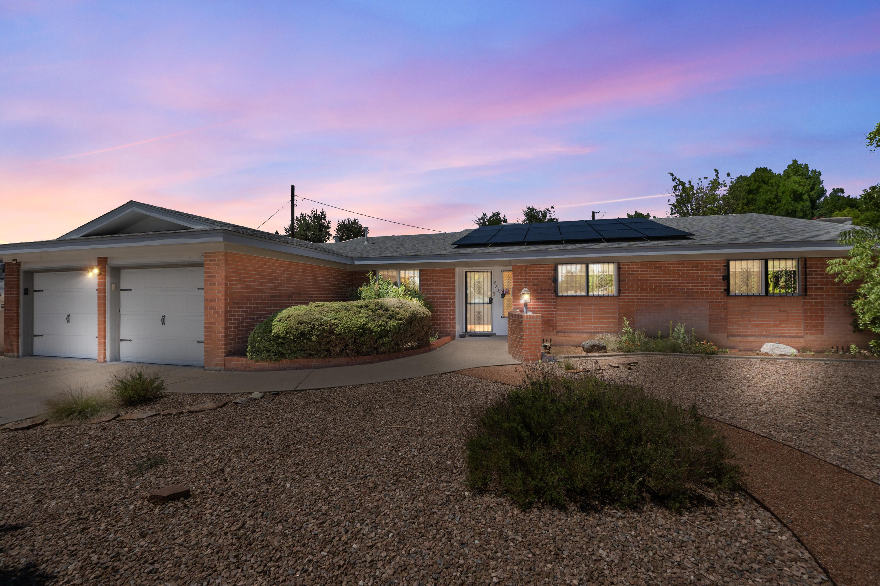 Welcome to 2331 Morrow - This one level brick home with an owned solar system and a  2019 reroof may just be the one.  Home offers 4 bedrooms, 2 bathrooms and a formal dining room that would work well as study/bonus room. Original owner -- and an excellent location.One mile to WholeFoods, minutes to Unm Campus and UNMH,  Nob Hill and downtown.  A classic home in a sought after location.