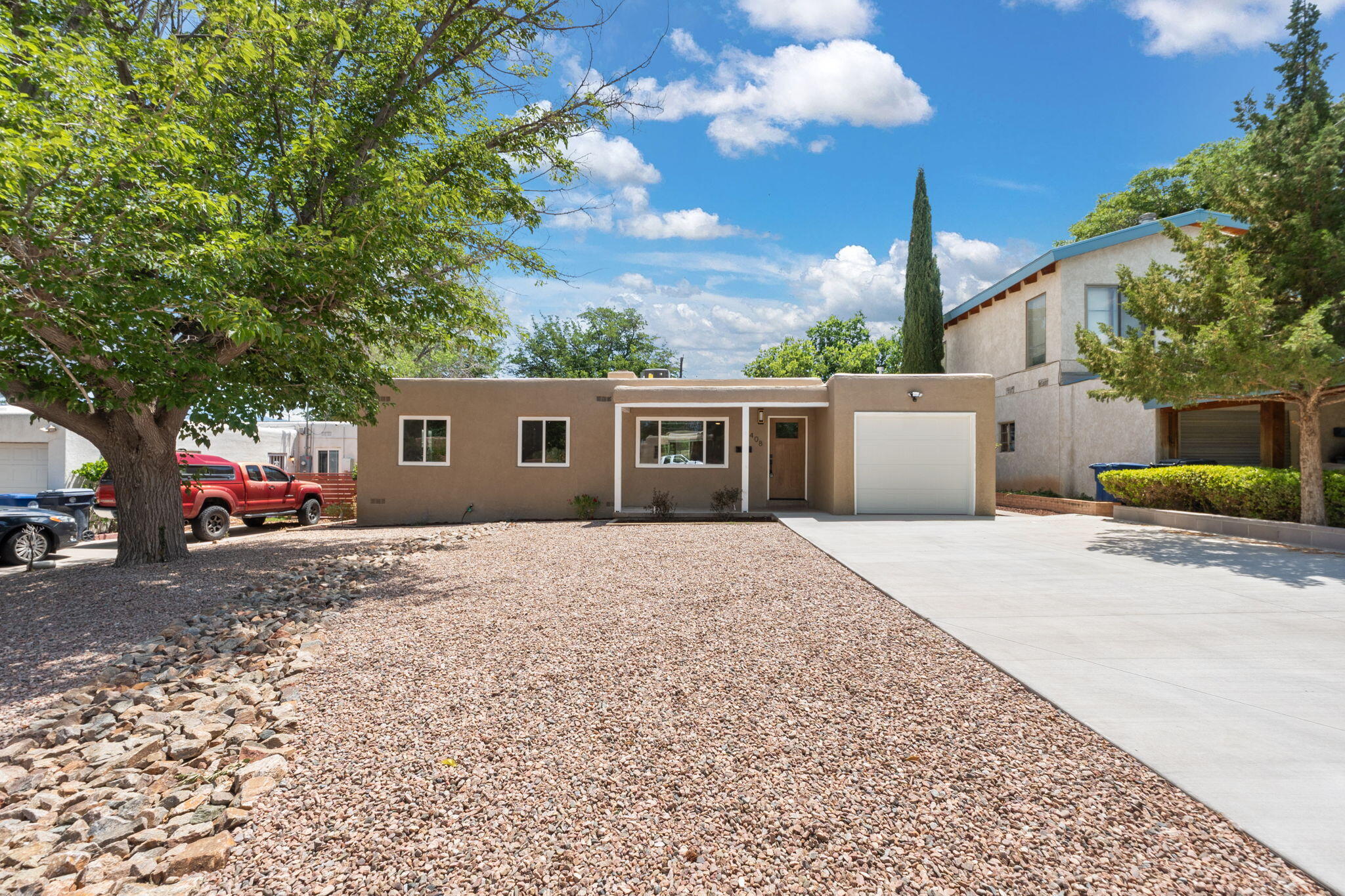 Remodeled from head to toe and inside and out!  Not only have all of the cosmetics been updated, including new doors and windows, flooring, paint, cabinets, counters, and light fixtures, but the functional side of this home is all new as well, including new electrical wiring, new water lines, new sewer lines both under the house and out to the street, new refrigerated air, and a new TPO roof.  With two separate living spaces and a large backyard, you have your pick where you want to entertain your guests or just rest and relax.