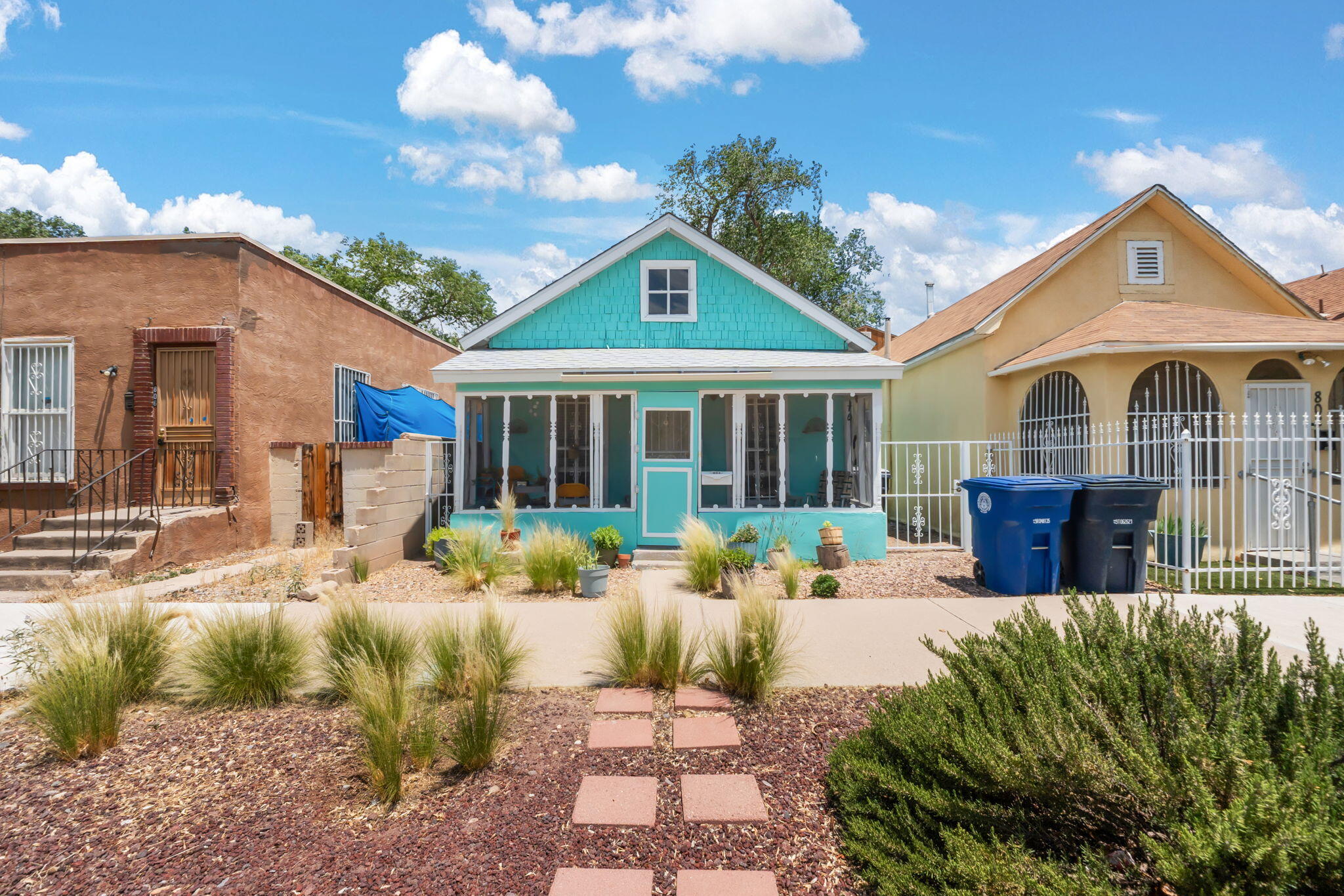 Open House Sun 6/29 12-2 PM Charming Downtown Adobe Bungalow!  Located just blocks from historic Old Town Plaza, this delightful adobe home blends vintage charm with smart updates. The classic front porch welcomes you into a cozy interior featuring original wood floors and warm character throughout. The home offers one bedroom and one bath, plus a fully updated kitchen with newer cabinets and appliances. The roof was also replaced in recent years. The spacious backyard includes a deck and alley access--ideal for potential off-street parking. Conveniently located near downtown, museums, restaurants, shops, Tiguex Park, and the Bosque trails, with easy access to public transportation. A rare opportunity to own in the heart of Albuquerque's most historic and vibrant neighborhood.