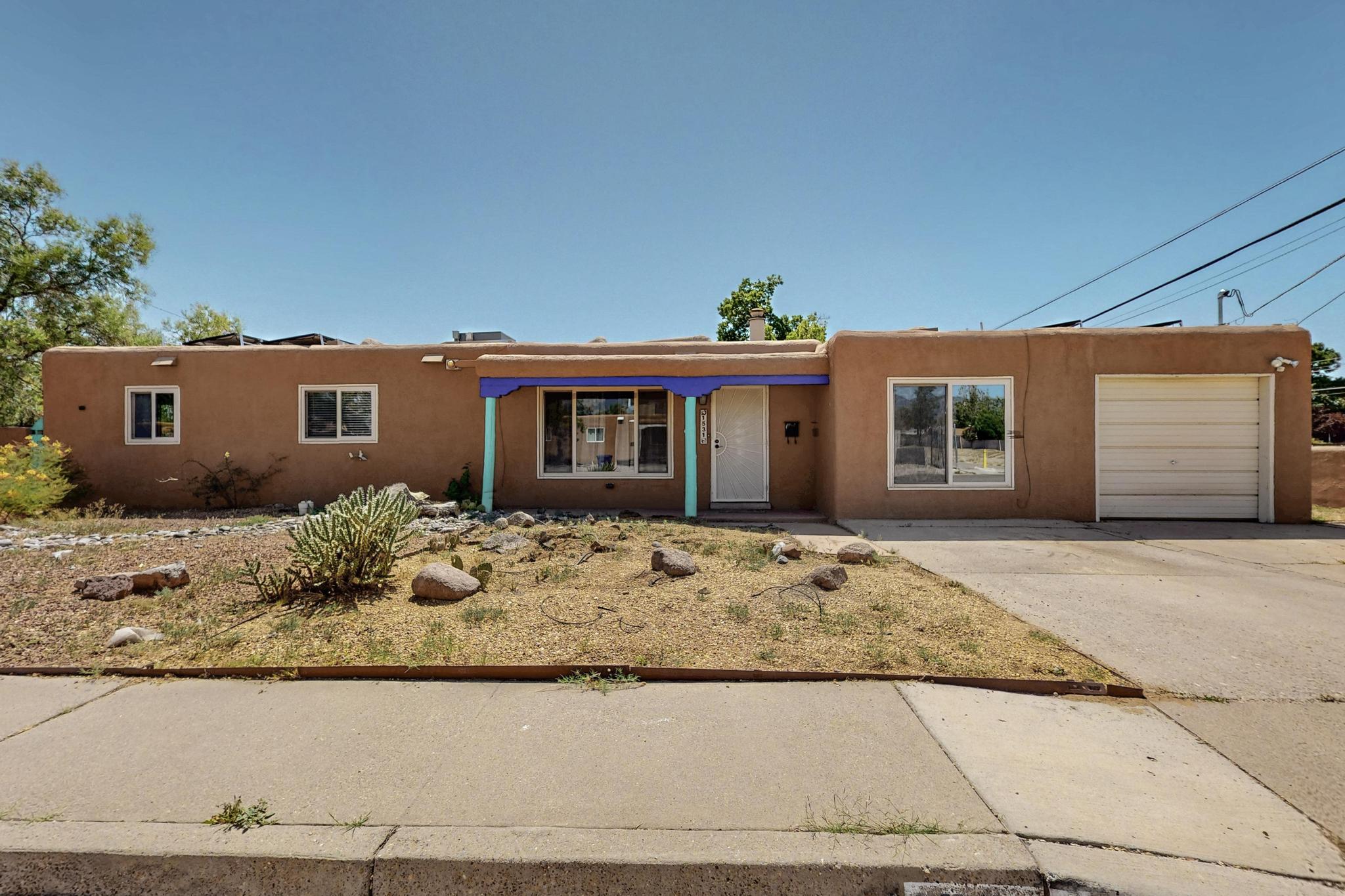 MUST SEE! This bright, inviting home sits on a huge corner lot in one of Albuquerque's most exciting and rapidly growing neighborhoods. With 4 bedrooms, 2 baths, and 1,786 sq ft. You'll love the open kitchen layout, two large living areas, and the fresh interior paint throughout. The solar panels will be fully paid off at closing, so you're stepping into instant energy savings. There's even a bonus storage room in the garage -- perfect for gear, hobbies, or weekend projects.Situated in the highly desirable Uptown area, you're just steps from parks and trails and minutes from the Winrock redevelopment, ABQ Uptown shopping , dining, and everything this vibrant community has to offer. Whether you're looking for a forever home,a smart investment; This one checks all the boxes! DON'T WAIT