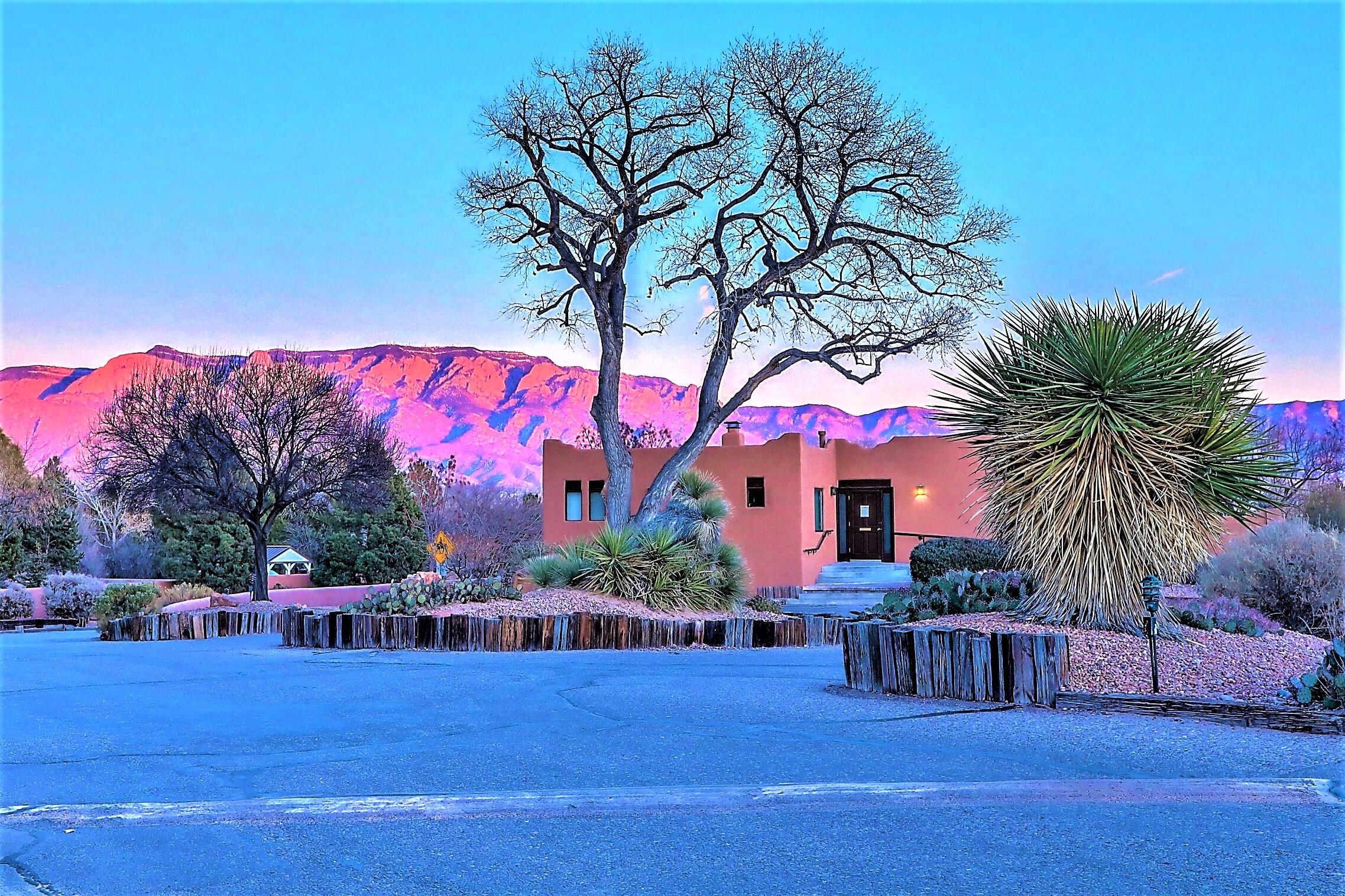 OPEN HOUSE Saturday and Sunday 12-3PM  Updated  & Affordable Pueblo Los Cerros 2-Bedroom Casa!!! Corrales living at its best and easiest*Efficient Floorplan makes it live bigger than you'd think*Gorgeous Hardwood Floors*Refrigerated Air* Two Primary Suites* Large Kitchen* Kiva Fireplace*Skylights*End-Unit Location*Views*Community Pool*Clubhouse and Tennis/PickleBall Court* Close to walking trails, the Bosque, Shopping, Dining, and Grocery Shopping.RARE OPPORTUNITY TO BUY IN PLC IN CORRALES FOR UNDER $400K! $400K!! ACT FAST! Professional photos coming on 6/23.