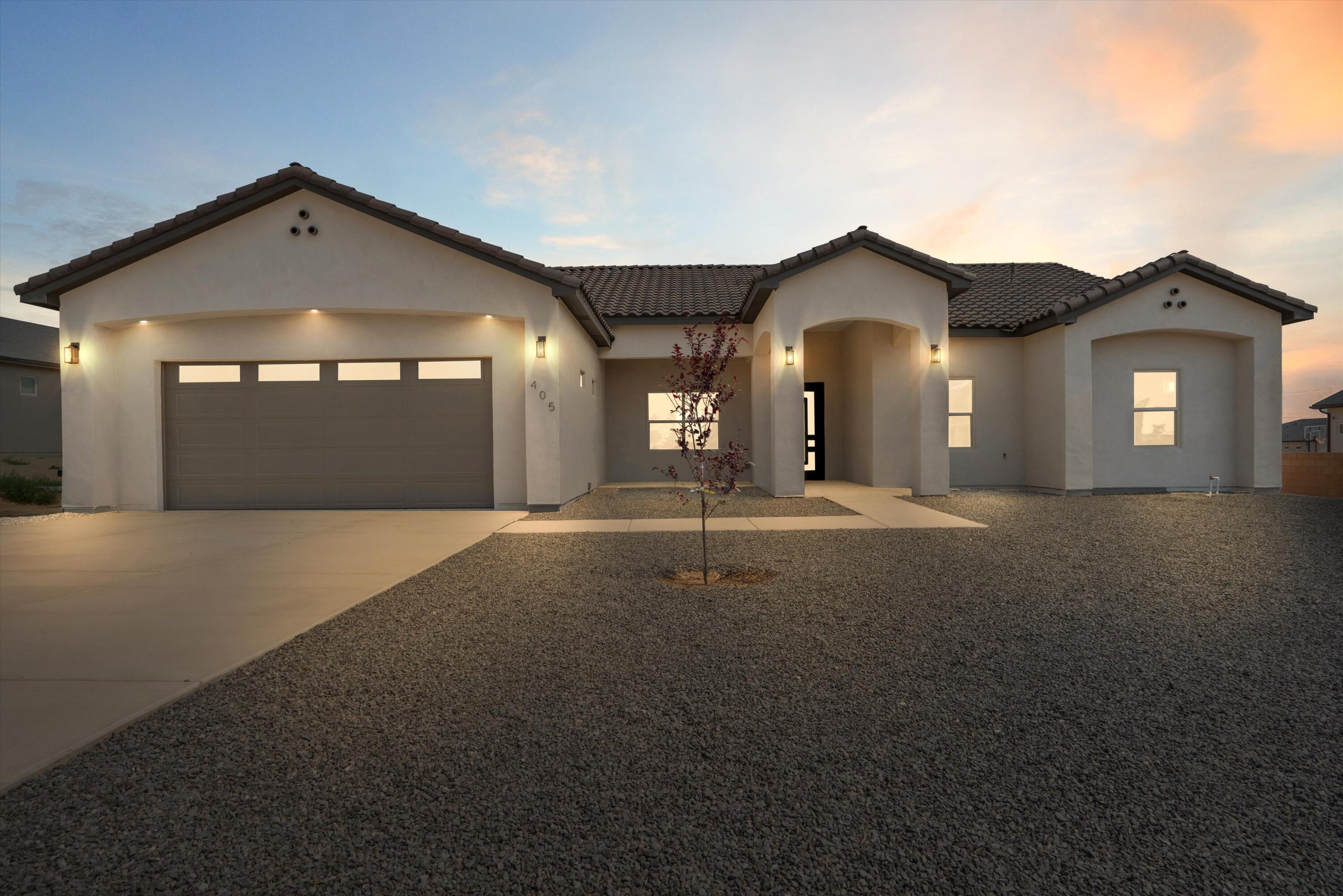 NO HOA, NO PID! New construction custom built home sitting on huge 1/2 of an acre with backyard access, covered patio and natural gas stub, and a gravel landscaped front yard with irrigation system. Beautiful open split floorplan with 4 large bedrooms, and 2.5 bathrooms. Home features, large laundry room with wash sink, tiled showers, garden freestanding tub in primary bathroom, walk in closets, 10ft ceilings, stainless steel appliances, tankless water heater and finished garage. Less than 5 miles to the nearest grocery store, movie theater, restaurants and more!