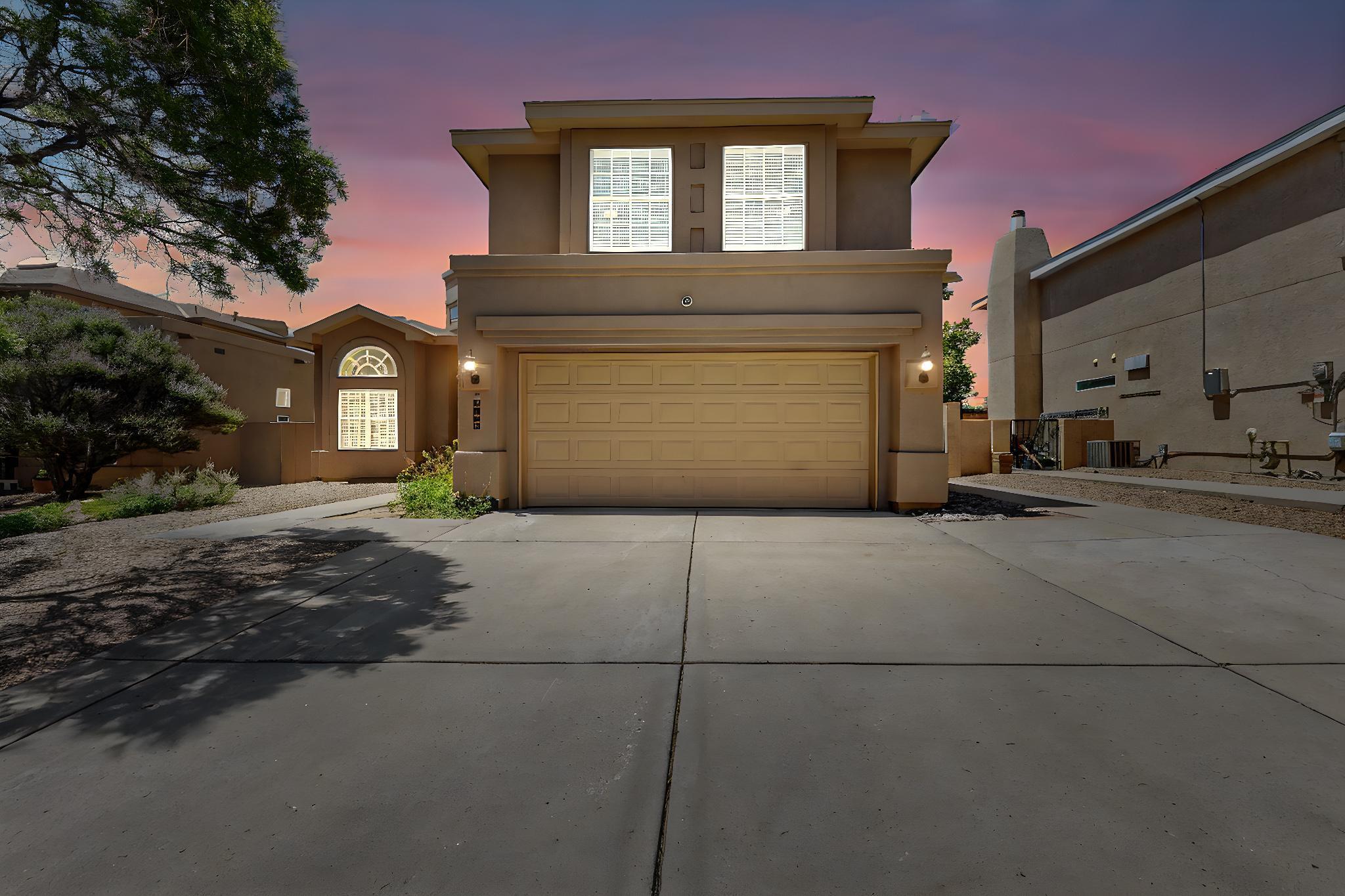 Discover your next home in the heart of Taylor Ranch, steps from scenic petroglyph walking trails! This custom-built 2x6 framed construction, move-in ready 2-story home was cherished by its original owners. Bathed in natural light, it features a versatile first-floor bonus room which is ideal for a home office, gym, or guest space. Full bathroom on main level.  Oversized finished garage.  Cozy wood-burning fireplace.  Entertain in the kitchen, complete with all appliances included. Primary suite is a peaceful sanctuary including space for a sitting area, a private balcony, walk-in closet, and extra large bathroom with double sinks, a soaking tub, and a separate shower.  Stay comfortable year-round with efficient refrigerated air.