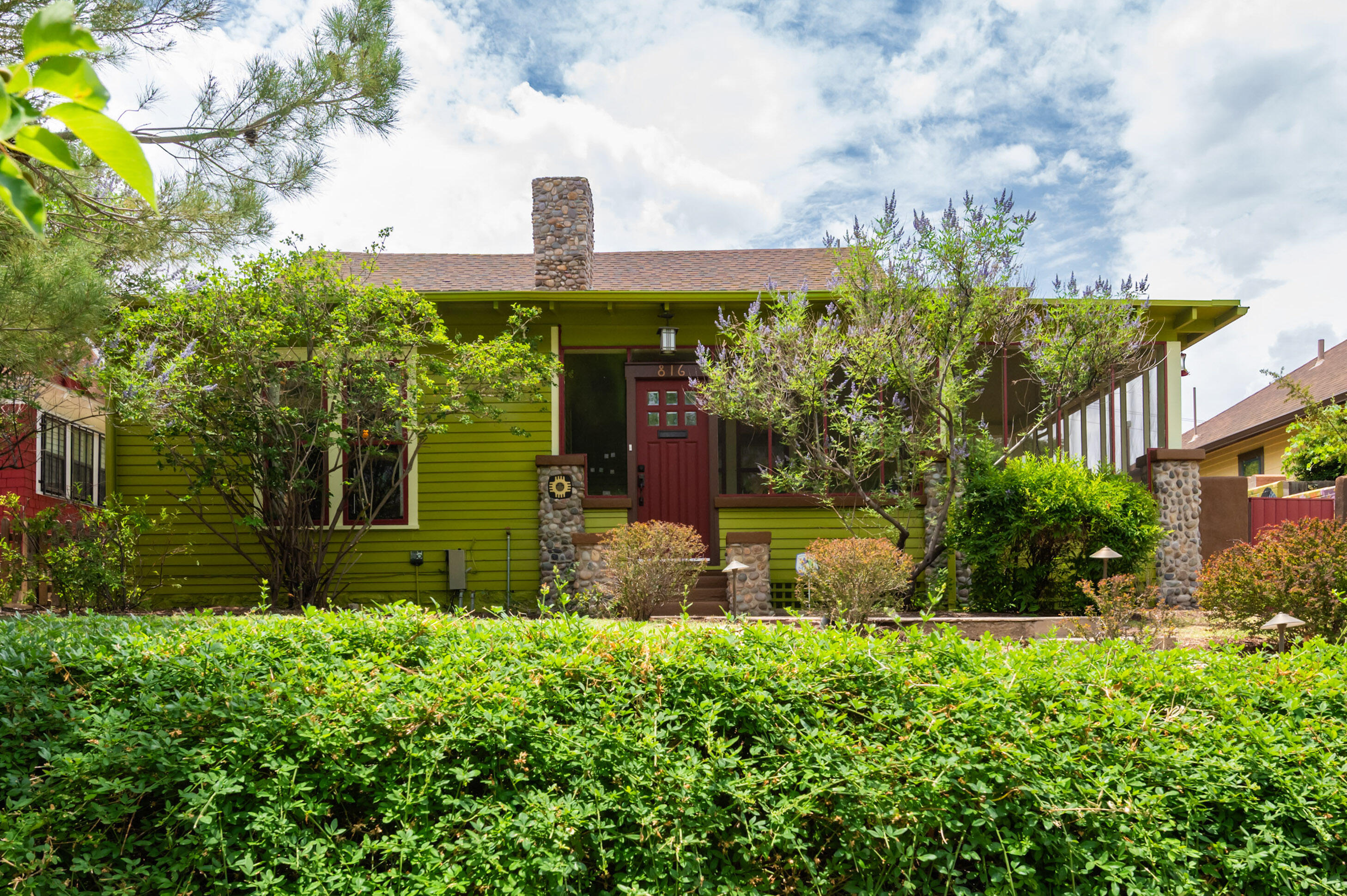 Rare & Beautiful Treasure. This previously restored 1914 Craftsman Bungalow is registered on the NM Historic Registry & was restored true to the Arts & Craft style of its time.  Restored were the hardwood floors, molding, wainscotting, panel doors, coffered beamed ceiling, river rock fireplace & wrap-around porch overlooking the park. Many modern amenities like renovated kitchen & bathrooms, plumbing & HVAC (w/ AC), custom storm windows & 2-car garage. While the previous owners focused on the aesthetical restoration of the home, the current owners put much time & effort into the renovation of the infrastrucure, maintaning the architecture of the home so it would live on.  New kitchen appliances (except micro), mini-splits, sinks, water filtration system & electrical upgrades.  Outdoor.