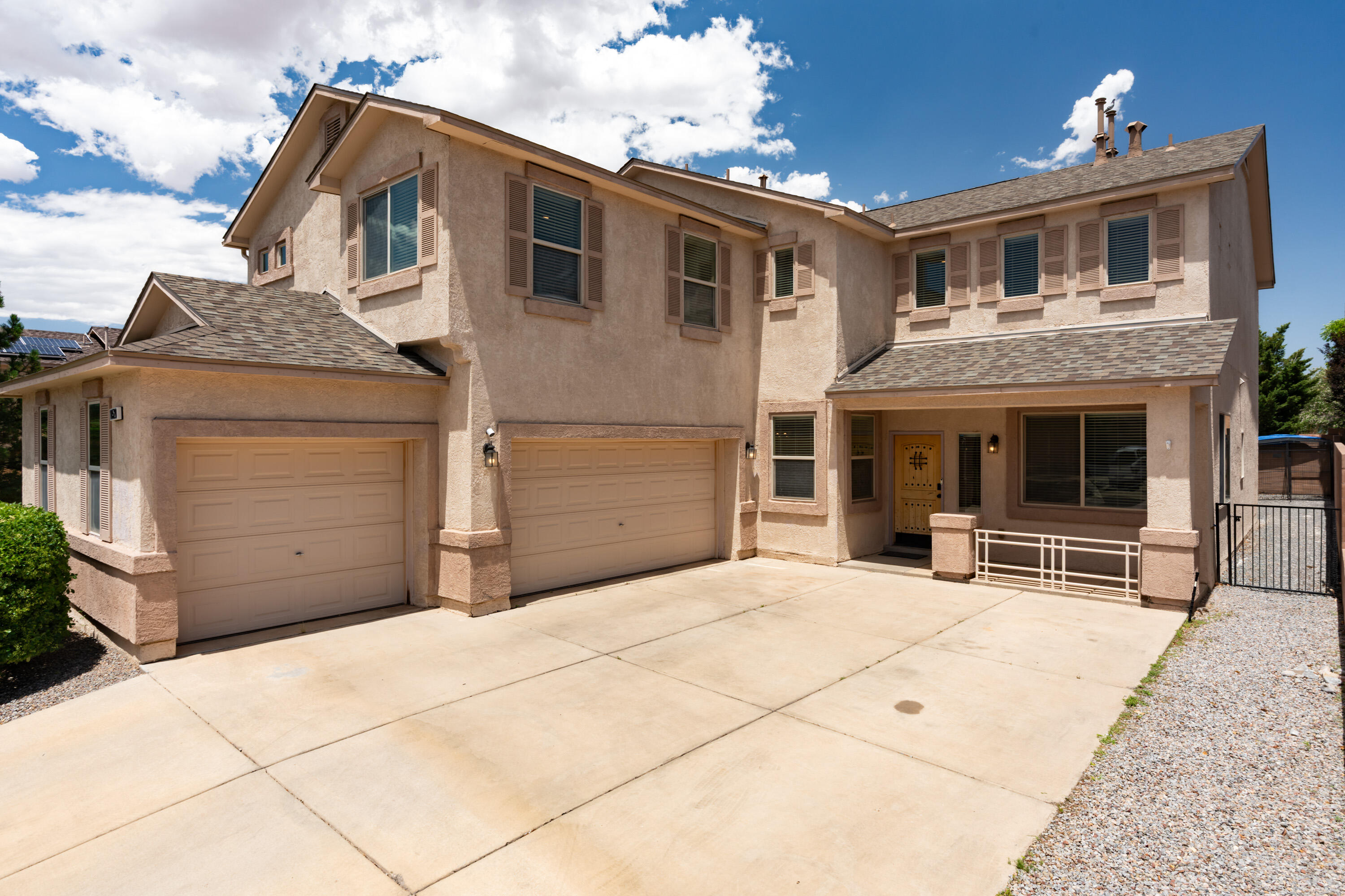 This Amazing 4-bedroom, 3-bath home offers the perfect blend of comfort and functionality! Step inside and discover a living area with high ceilings and cozy fireplace, an extra room downstairs for an office or additional bedroom, a beautiful kitchen area, extra spaces for living and dining and a bright open loft! The primary suite boasts a spacious closet and a private bath, creating a relaxing retreat! Enjoy outdoor living year-round under the covered patio, and shoot hoops on your very own backyard basketball court! You will also have a spacious 3 car garage and side access. The list goes on! Nestled in a desirable neighborhood close to parks, schools. Don't miss your chance to make it yours! Schedule your showing today!