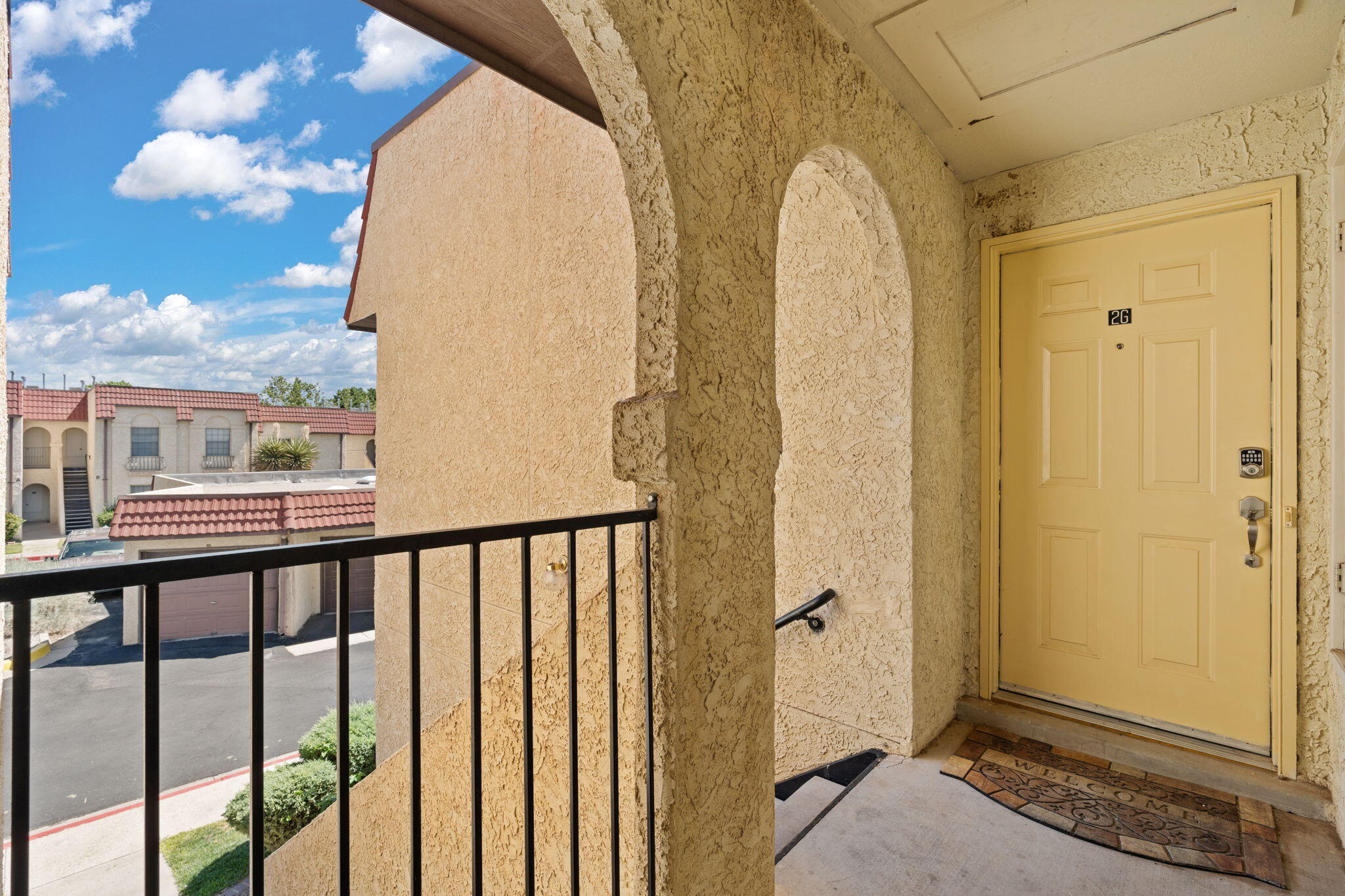 This is the one I'd grab before it's gone! Light-filled 2-bed, 2-bath upstairs unit with brand-new appliances, walk-in closets, and a bright kitchen with skylight and beautiful finishes. The cozy living room, tasteful flooring, and private patio with storage make it feel just right. The spacious primary suite features a walk-in closet with skylight, double vanity, and walk-in shower. HOA covers major systems, trash, and exterior maintenance. Sold fully furnished--just bring your toothbrush! Minutes from shopping, restaurants, and medical. Turnkey living at its best!
