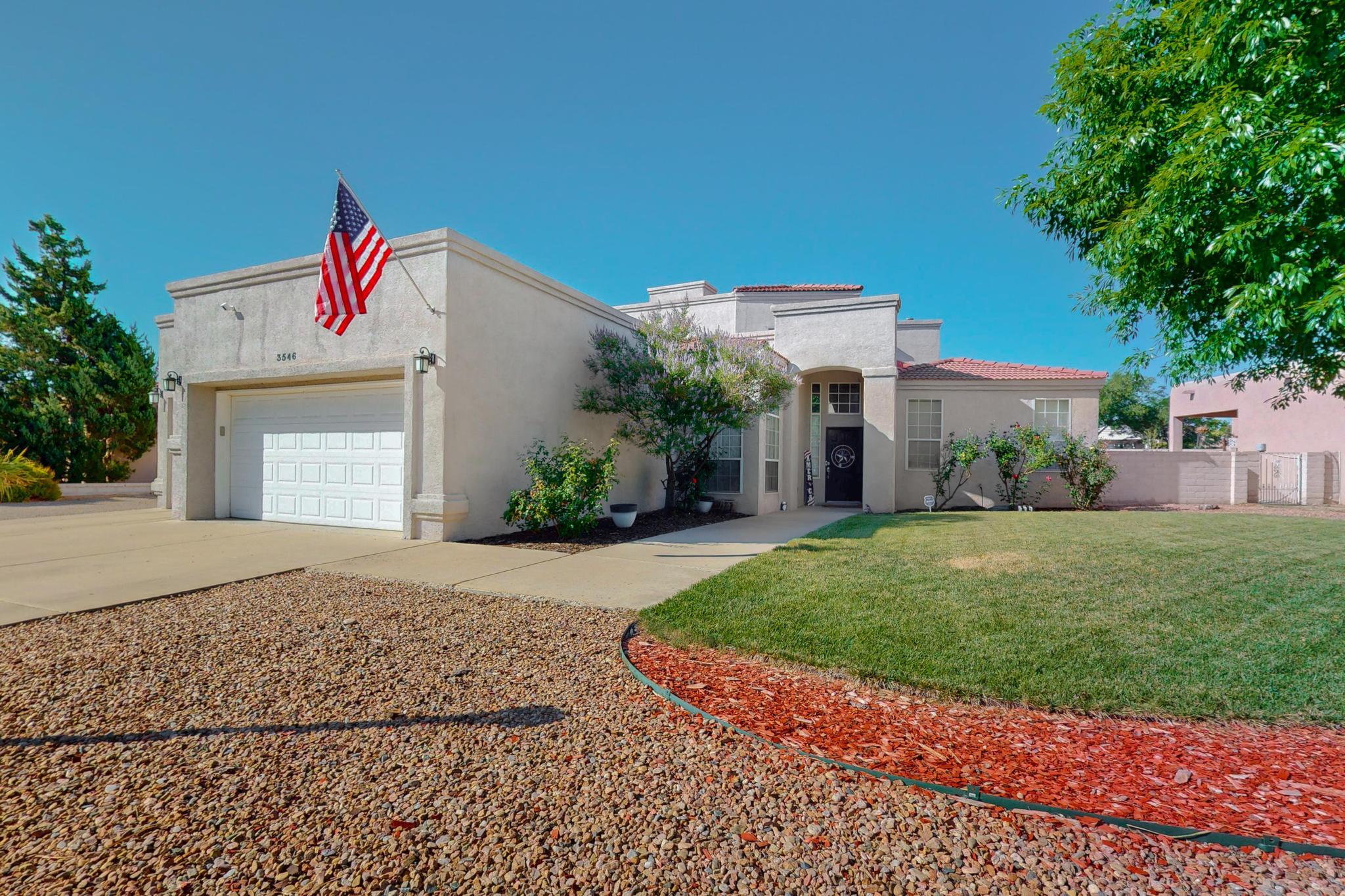 Welcome to this stunning two-story, five-bedroom residence in the heart of Rio Rancho--where comfort, elegance, and practicality come together seamlessly. Designed with modern living in mind, this spacious home features a beautifully appointed kitchen with granite countertops, perfect for the culinary enthusiast. Soft, neutral tones throughout the home create a warm and inviting atmosphere, ideal for both relaxing and entertaining.The thoughtfully designed floor plan includes a generously sized primary suite located on the ground floor, offering enhanced accessibility and convenience for all lifestyles.Upgraded with solar panels, this home promotes energy efficiency and long term savings, while the newly converted refrigerated air system (updated in 2022) ensures year-round comfort