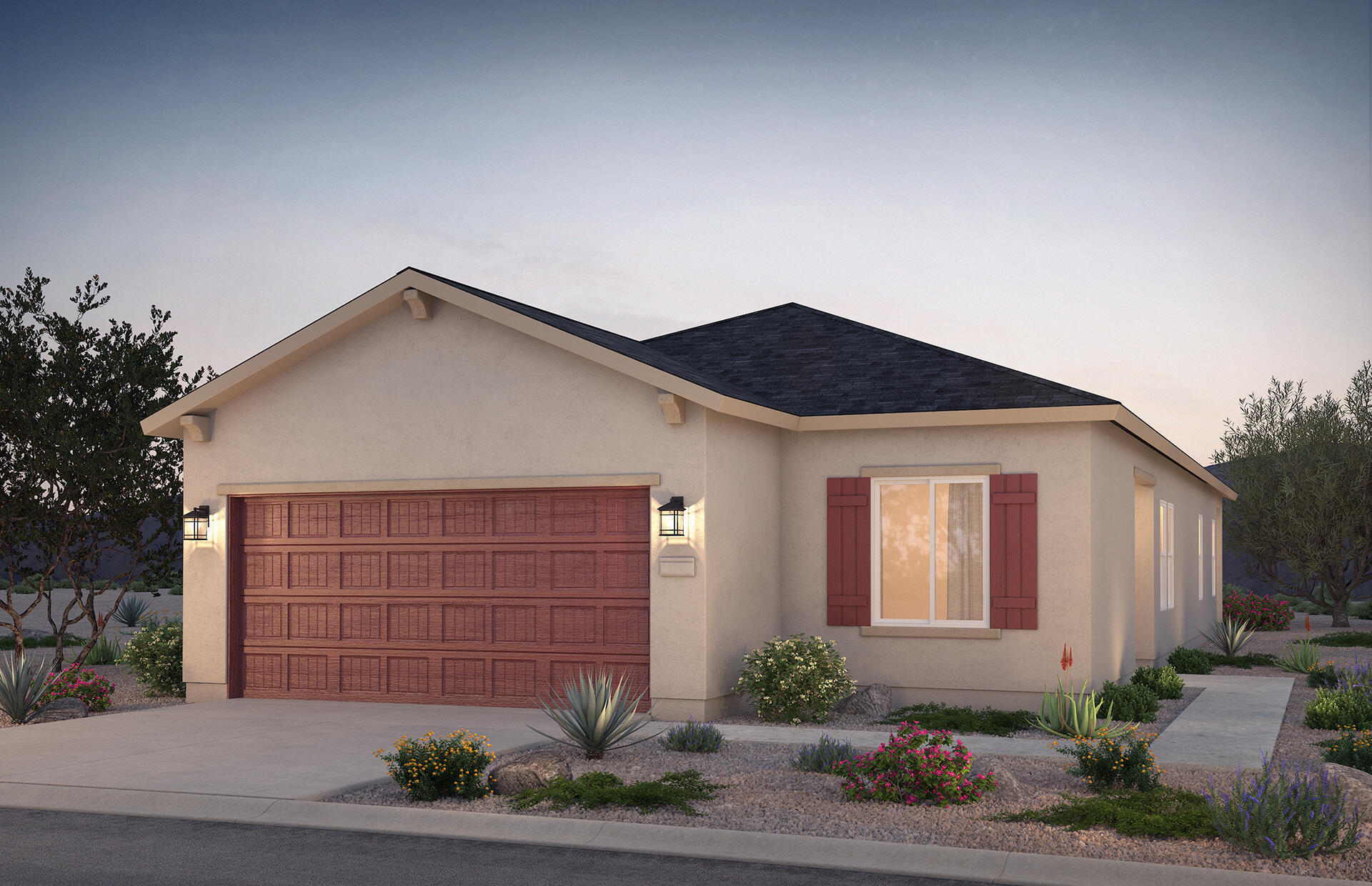 Tired of paying rent? Invest in a new home at Rainbow Canyon - Rio Rancho's newest community minutes from shopping. Rainbow Canyon offers ''life-tested'' modern floor plans at an affordable price designed to enhance your evolving lifestyle. The Cochiti is a modern 4 bed 2 bath home with open concept living, granite countertops, and a delightful blend of a large covered patio and welcoming front porch. Experience comfort and style in every corner. Centex plans feature openness and energy-efficiencient designs to boast livability and savings on utility bills! Enjoy a functional kitchen with stainless-steel appliances, including a side-by-side refrigerator, granite countertops, and 15'' x 15'' tile in wet areas.
