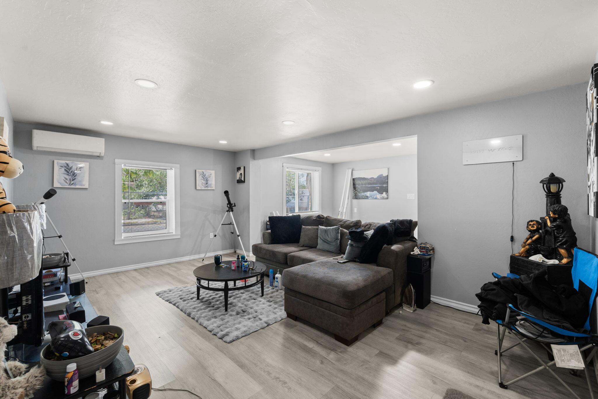 Beautiful and clean sitting on a CORNER lot. Need space, then this is your solution, yard access included. Nice floor plan, spacious and inviting living area, mini splits, updated laminate flooring, bathroom and kitchen. Spacious 2-bedroom home conveniently located. Near community center, school and close access to I-25 along with walking distance from eateries.
