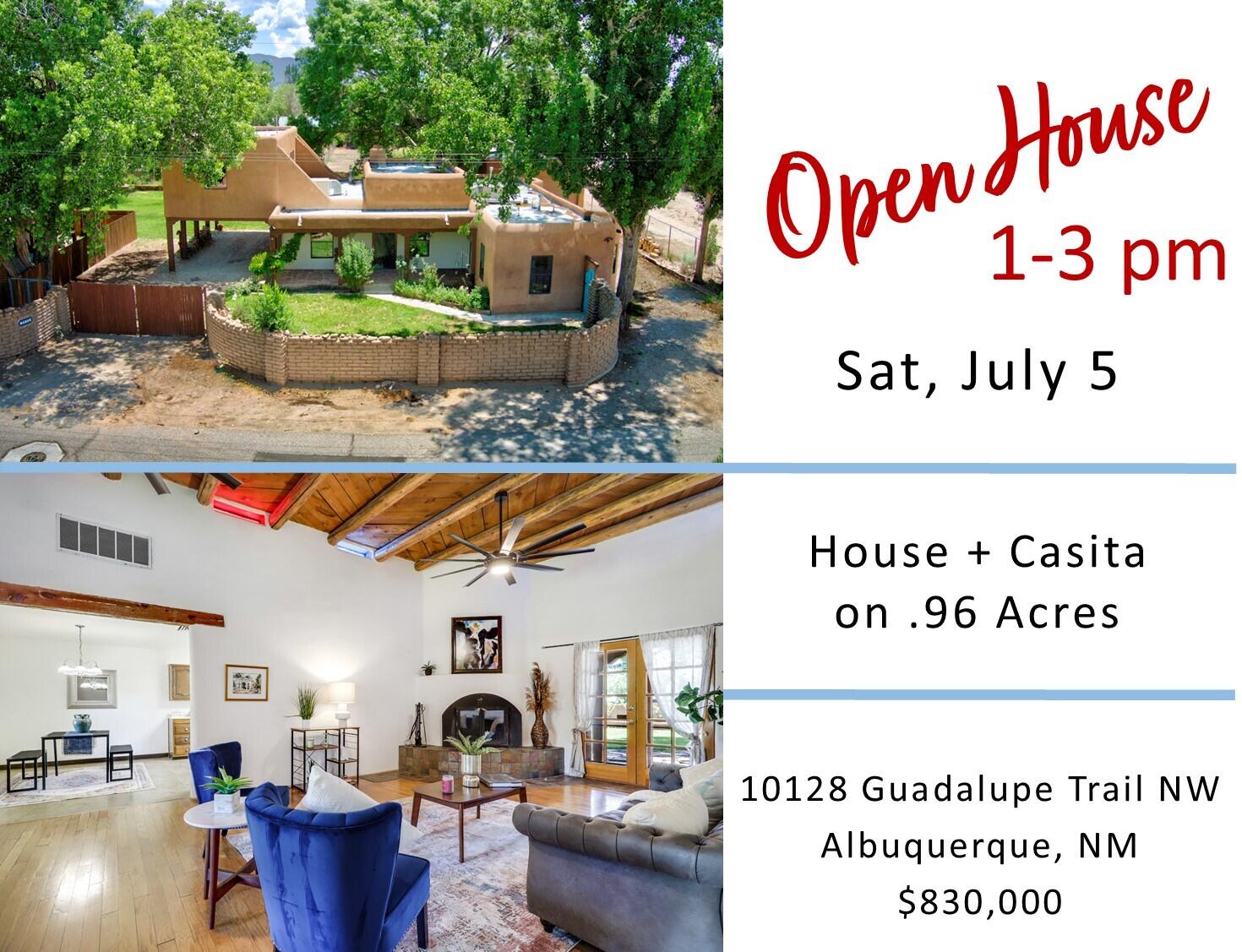 Seller will consider owner financing w 20% Dn. Rare N. Valley Opportunity- 2 homes on a .96 acre lot!  This one of a kind property offers incredible versatility & space. Ideal for multi generational living, rental income, or guest accommodations. Main house features new roof, 2 spacious bedrooms (1 w murphy bed), generously sized living room w kiva fireplace, high ceilings, a big kitchen & another living space upstairs w 1/2 bath & an office/bdrm. Primary has large walk in closet & fireplace. Casita is 1 bd & 1 bth.  A true standout is the 1341 sqft detached garage complete with 1/2 bath, space for your RV, multiple vehicles or a workshop! Car port off main house. Mature landscape w big shade trees, green grass & lots of rosebushes! Close to bike trails & access to I25