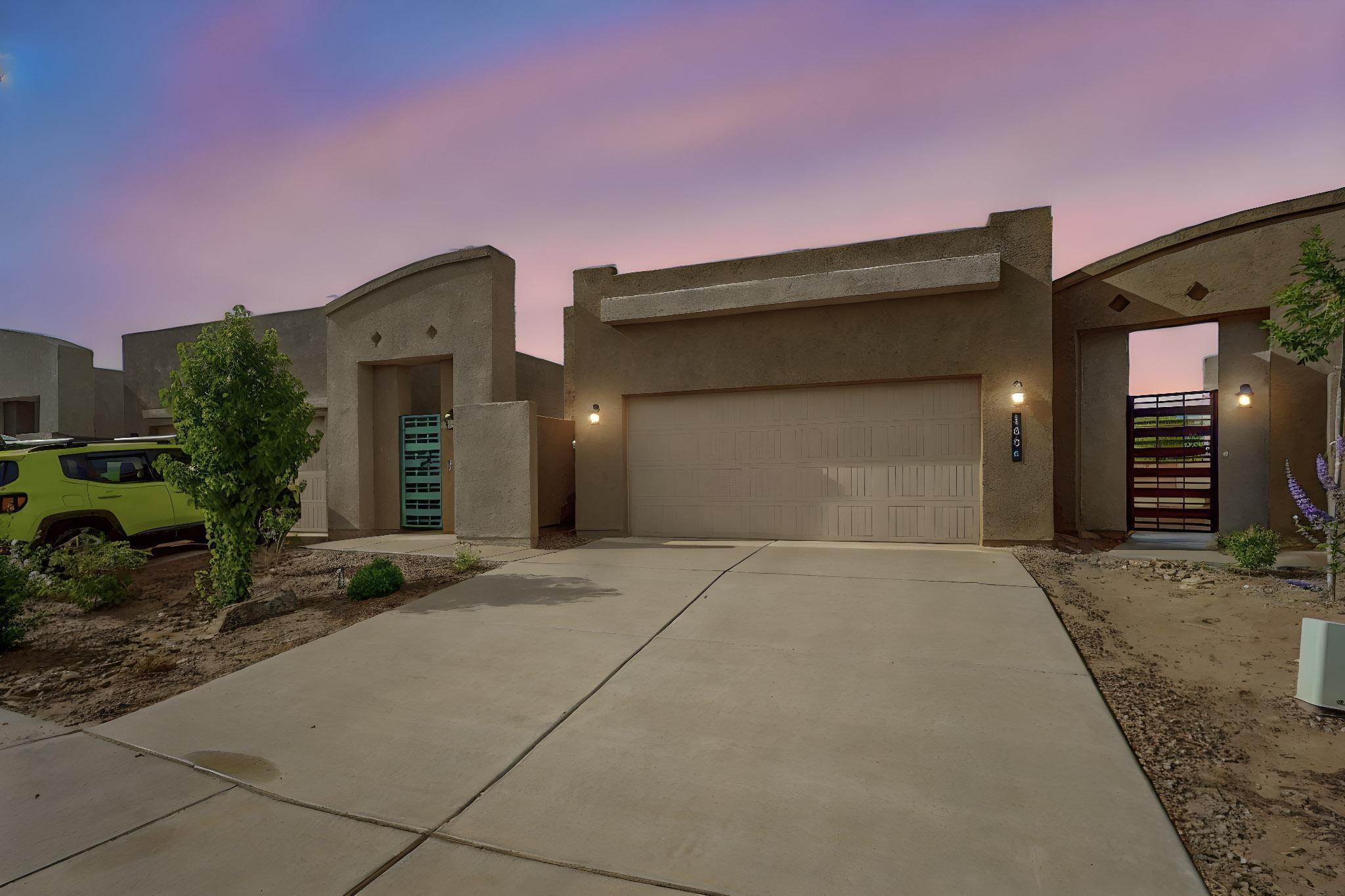 Welcome to this charming 2-bedroom, 2-bathroom home located in the desirable Inspiracion Oeste at Fiesta community, built in 2024 by D.R. Horton. This residence features large windows that fill the living spaces with natural light, creating a warm and inviting atmosphere. Useful large kitchen island with stunning granite countertop. The spacious two-car garage provides ample storage and convenience. Enjoy the low maintenance turf in the backyard, perfect for outdoor relaxation and entertainment. The property is ideally situated near Los Lunas High School, the Amazon fulfillment center, and Los Cerritos Park, offering easy access to local amenities and recreation opportunities. Don't miss the opportunity to make this lovely home yours.