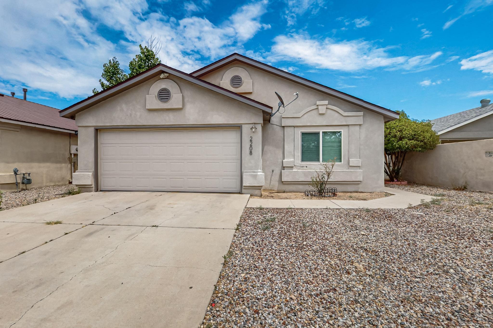 This is an amazing single level home with 3 large bedrooms, 2 bathrooms and great living spaces. Featuring high ceilings in the living room, spacious backyard, views of the Sandias.  A cozy kitchen with all stainless appliances, gas range, microwave and stainless sink! All located within minutes from parks, shopping, schools, restaurants, and more! Contact a Realtor Today for a Private Showing!