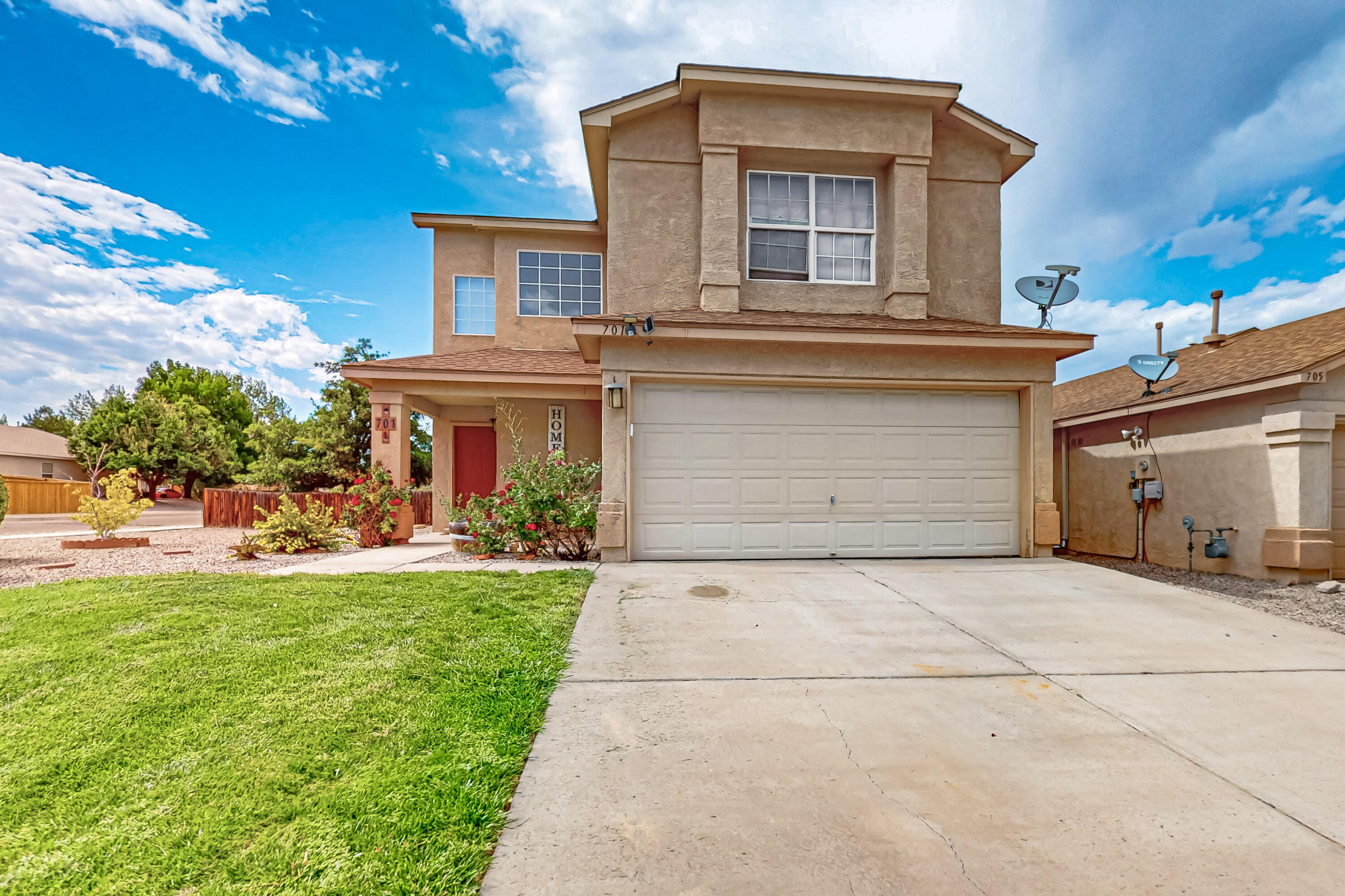 Welcome to this spacious two-story home located in the Northern Meadows community of Rio Rancho! With 3 generously sized bedrooms and 2.5 baths, this home offers plenty of space for everyone. The open kitchen is perfect for cooking and entertaining, and the dining area is ideal for gatherings. Enjoy a large corner lot with a spacious backyard ready for summer fun and a lush front lawn that adds beautiful curb appeal. Conveniently located near neighborhood parks, walking trails, and just minutes from the Rio Rancho Events Center--offering concerts, sports, and community events. Whether you're looking for room to grow or a place to relax and entertain, this home checks all the boxes. Don't miss your chance to make it yours!