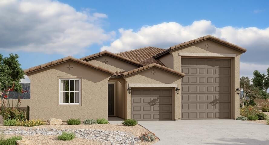 Highlights of this ranch-style Copper plan includes a well-appointed kitchen showcasing a walk-in pantry and a center island, an open dining area and a generous great room. A covered patio offers ample opportunities for entertaining while an impressive owner's suite provides residents with the ability to enjoy privacy and quietude. You'll have no shortage of space for parking and storing your vehicles with a 2-car garage and an RV garage.