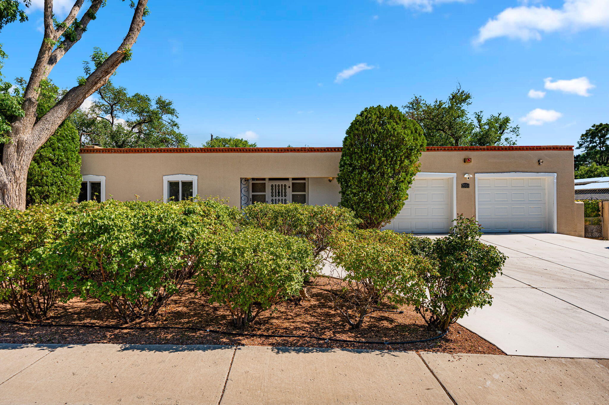 Amazing Opportunity! Located in the Vista Larga subdivision, this UNM area SW Territorial home directly backs to UNM North Golf Course! 5 minutes from UNM & UNM hospital. Features expansive floorplan w/5100 sqft (approx); ideal for multigenerational living offering ample space & privacy for everyone! 4+ Bdrms/5 bathrooms & 3+ living spaces that include a dedicated office space w/connecting hobby room & separate entrance; optimal setup for at home work, creative pursuits, etc. Primary suite is tucked away at the back of home for maximum privacy, featuring 2 walk-in closets; spa like en suite w/jetted tub & 'snail' shower. A circular driveway & spacious 2 car garage greet you, along with a quaint low maintenance backyard space. Convenient access to restaurants, shopping, I-25, & hospital.