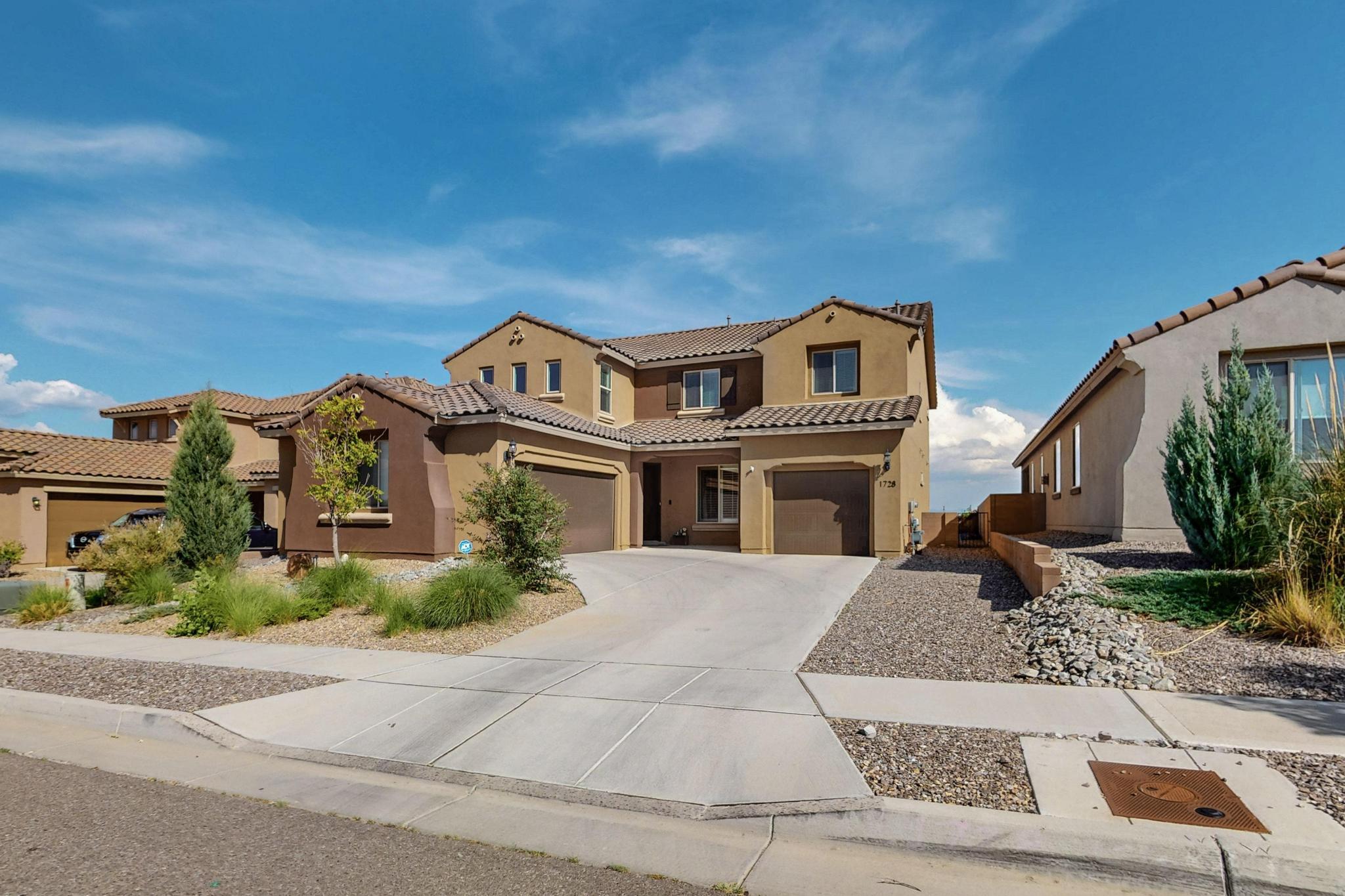 Come see this amazing Pulte Starwood in the prestigious Mirehaven community! This property showcases a large open floor plan with superior craftsmanship and attention to fine detail. Features a large chef kitchen with granite countertops, custom cabinetry, and stainless appliances. 4 beds/4 baths + an office! 20-foot vaulted ceilings! 2 living areas! Spacious loft! Lower level suite! Primary balcony! Breathtaking views of the Sandia Mountains!! Nicely landscaped backyard with covered patio provides the ideal stage for entertaining and family fun. 3 car garage! Silver rated green home! In close proximity to parks, walking trails and amenities. This property provides functionality in combination with pure elegance. Call a realtor today to schedule a private showing.