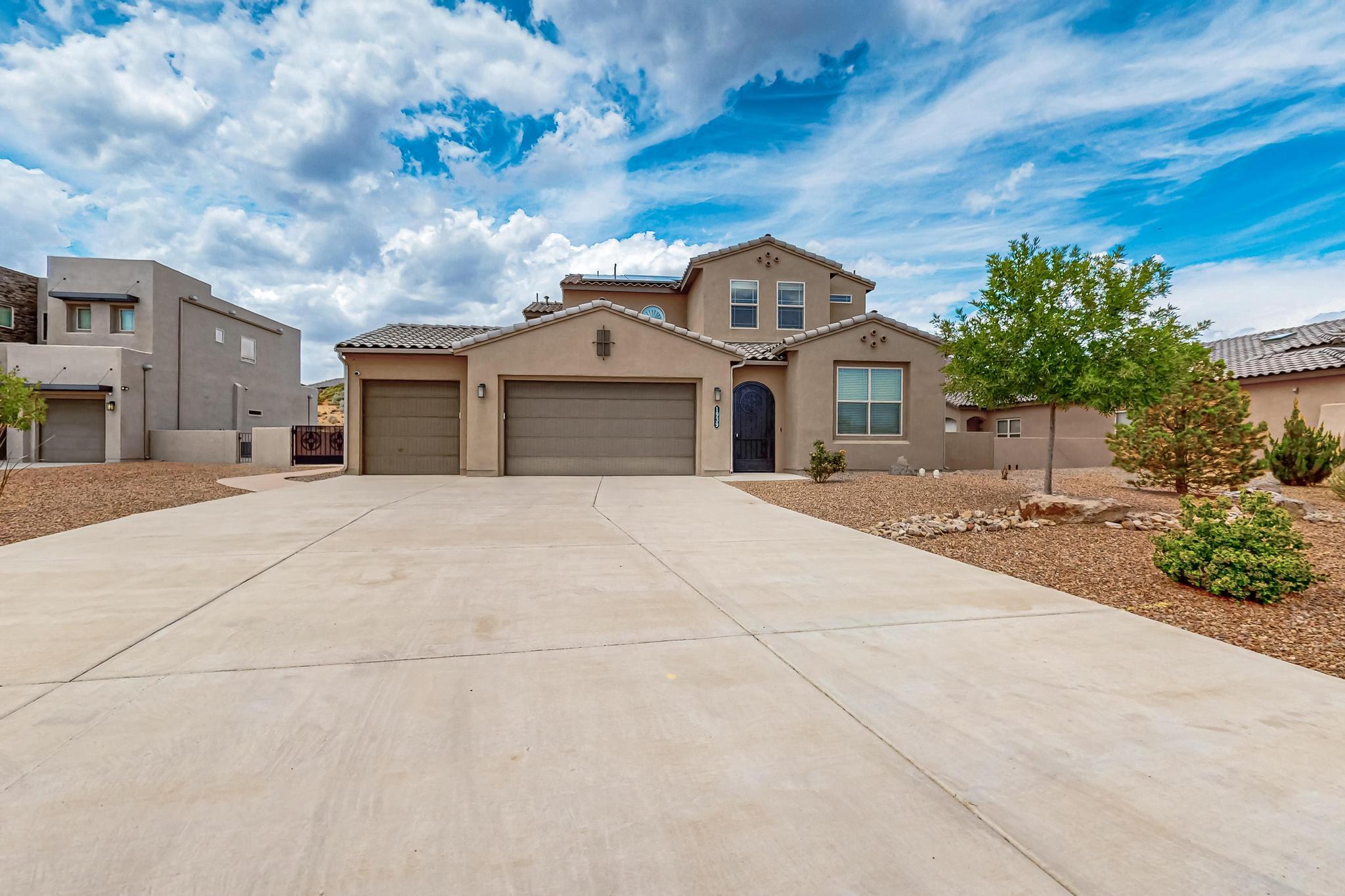 Don't miss this Mariposa Stunner with owned solar on a beautifully landscaped .43-acre lot, offering the perfect floorplan and a setting so peaceful, you could hear a pin drop. Featuring two primary BR's, including a main-level 20' x 14' PBR with a spacious walk-in closet and adjacent service room designed for everyday convenience. Upstairs, you'll find a generous-sized loft, additional bedrooms, and two full baths. This home is packed with luxury finishes: granite countertops throughout, wood-look tile flooring in all main areas, built-in stainless steel appliances with a 36'' gas cooktop, and a stylish kitchen island. The living area showcases a fireplace with stylish cultured stone, complemented by two-tone interior paint thruout, large baseboards, 8' interior doors, coffered ceilings,