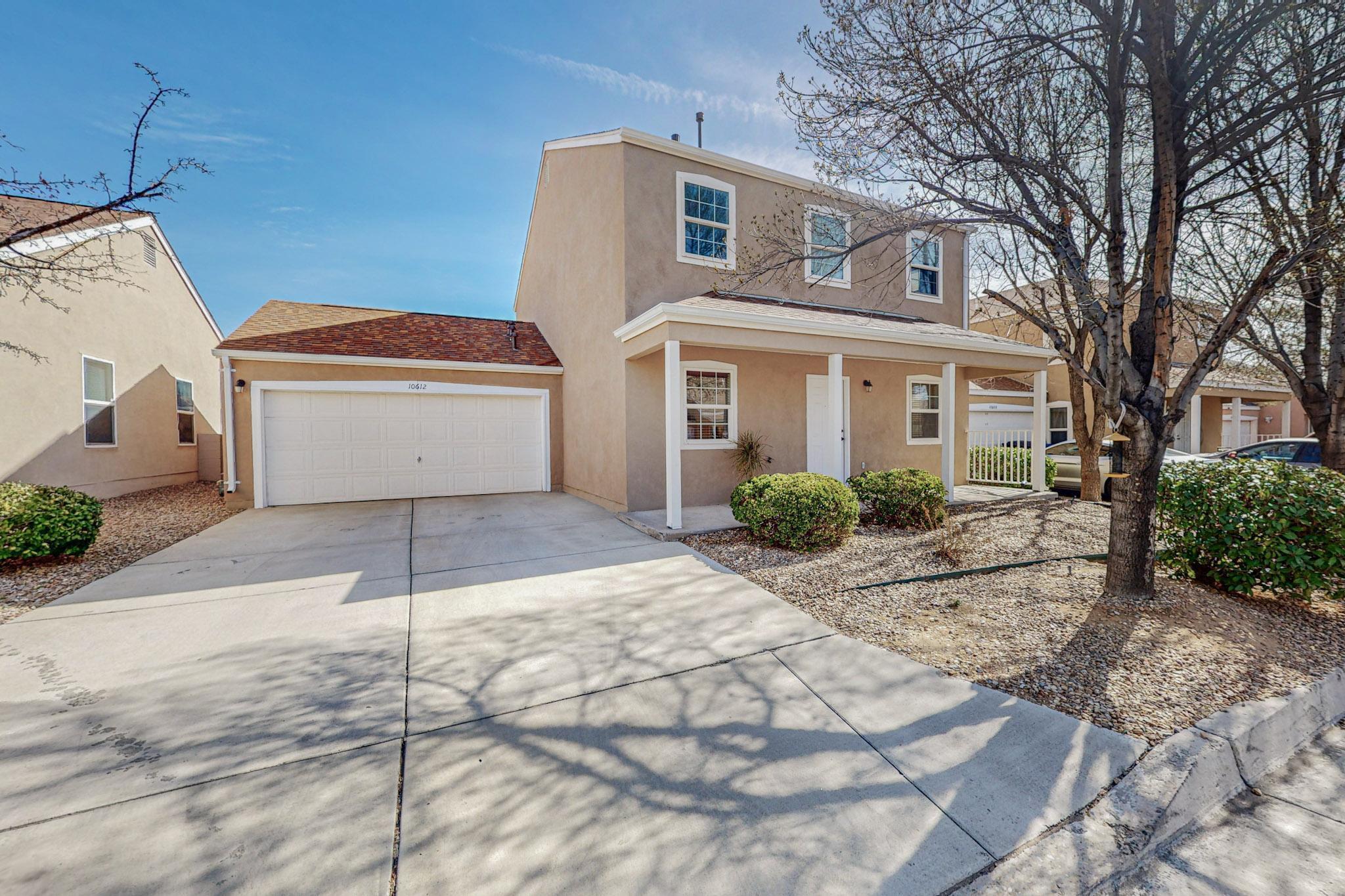 OPEN HOUSE MONDAY MARCH 11 FROM 12:00-2:00 PM!!! Welcome to this stunning two-story home located in a prime area of Albuquerque, surrounded by a plethora of convenient amenities. This beautiful home is situated in close proximity to shopping centers, a variety of dining options, reputable schools, and top-notch medical facilities. Additionally, it boasts easy access to picturesque parks and scenic walking trails, perfect for enjoying the outdoors.Upon stepping inside, you'll be greeted by a range of impressive updates, including modern countertops, stylish sinks, elegant cabinetry, and attractive flooring throughout. The abundance of natural light further enhances the inviting atmosphere of the home, creating a warm and welcoming