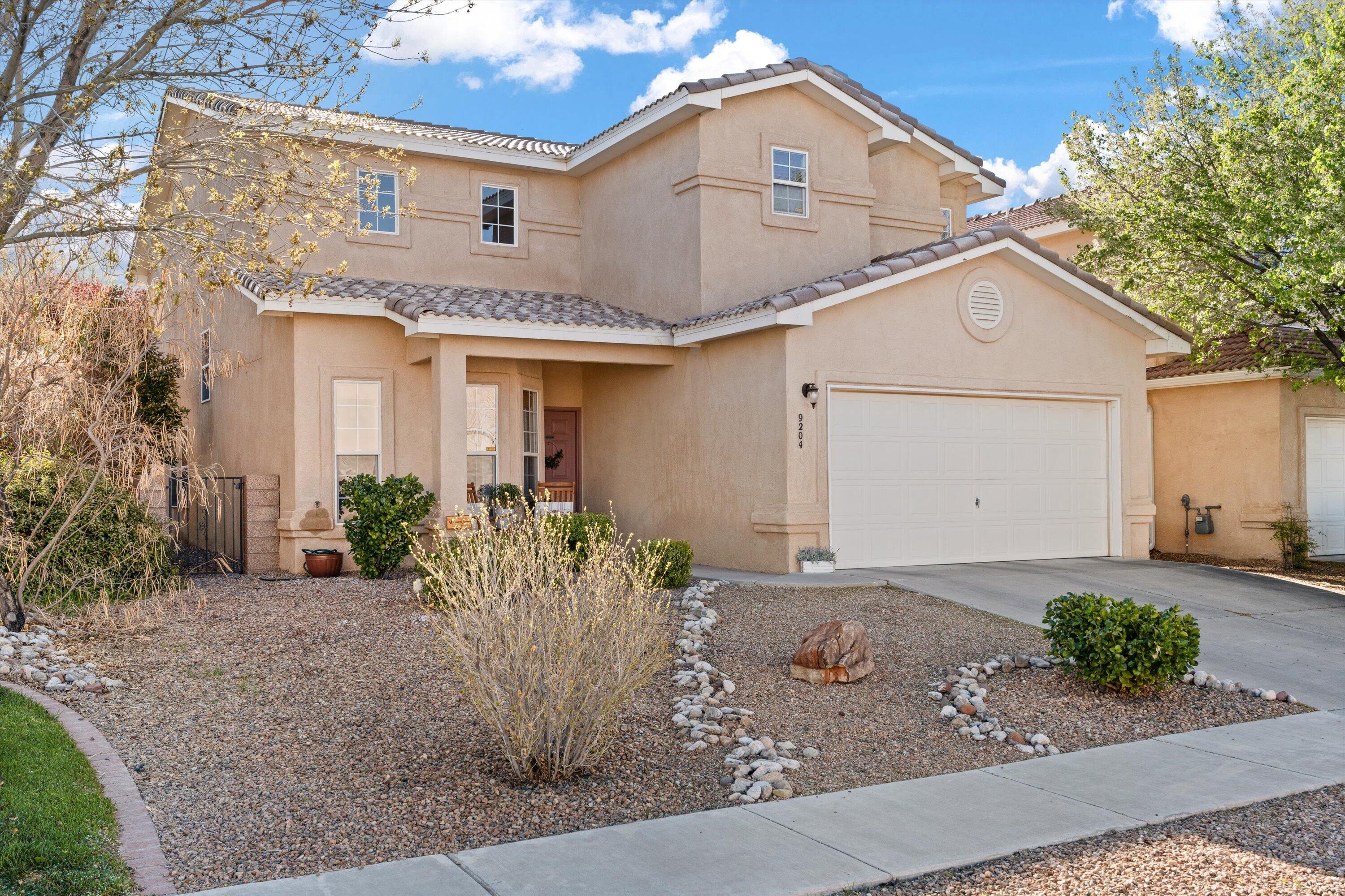 This fabulous home located in the highly sought-after Desert Ridge Trails subdivision features an open bright floorplan with 2 living areas, loft, granite countertops, pantry, covered patio, balcony, upstairs laundry, Sandia Mountain views and low maintenance landscaping.