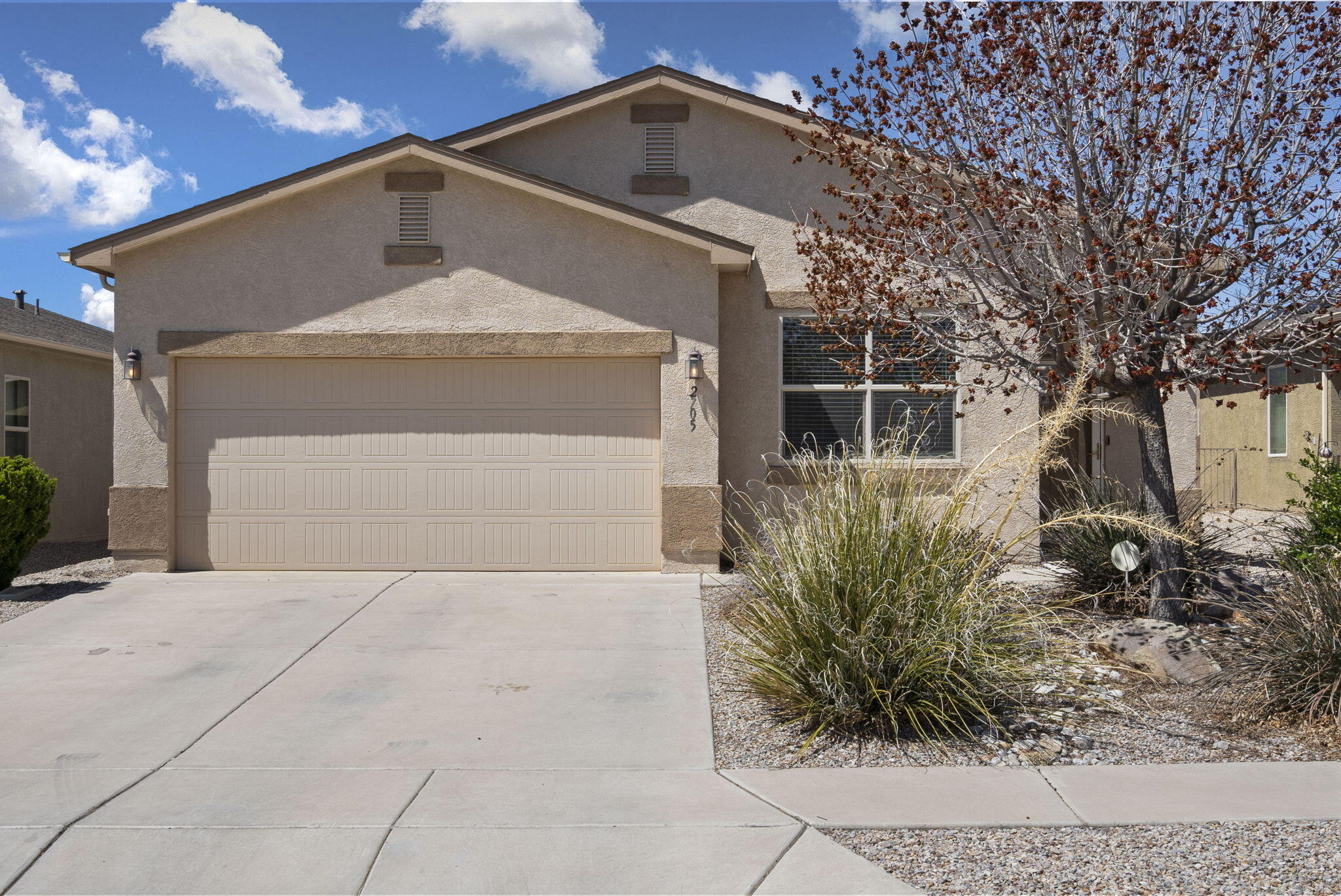 Exciting Opportunity in Rio Rancho's Cielo Norte Neighborhood! Discover this stunning DR Horton home, a single-story gem with an open floorplan and high ceilings that amplify the sense of space. The kitchen features upgraded cabinetry paired with sleek black appliances, and a breakfast nook. Additional upgrades include a newer tankless water heater ensuring efficiency and refrigerated air! Step outside into a  great sized backyard featuring zero scape landscaping, designed for easy maintenance. This home is ready for a new owner! Schedule your showing today!