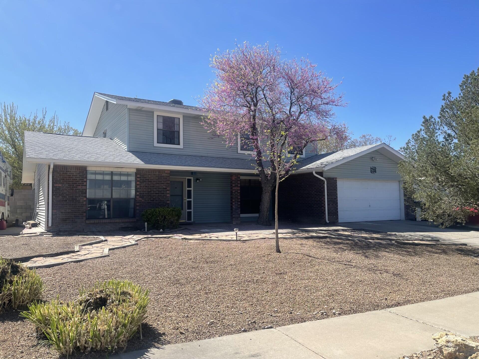 Just in time for Summer...a home with a beautiful pool. In the heart of NE Heights with access to shopping and minutes away from Arroyo Del Oso golf course. Versatile Floor Plan With A Bdr/Study and 3/4 bath downstairs. Formal Dining room, and Den.  Open Living Area Leads Out To Beautiful Backyard with covered Patio, Mtn Views, and room for entertaining. The home is ready for a new owner.