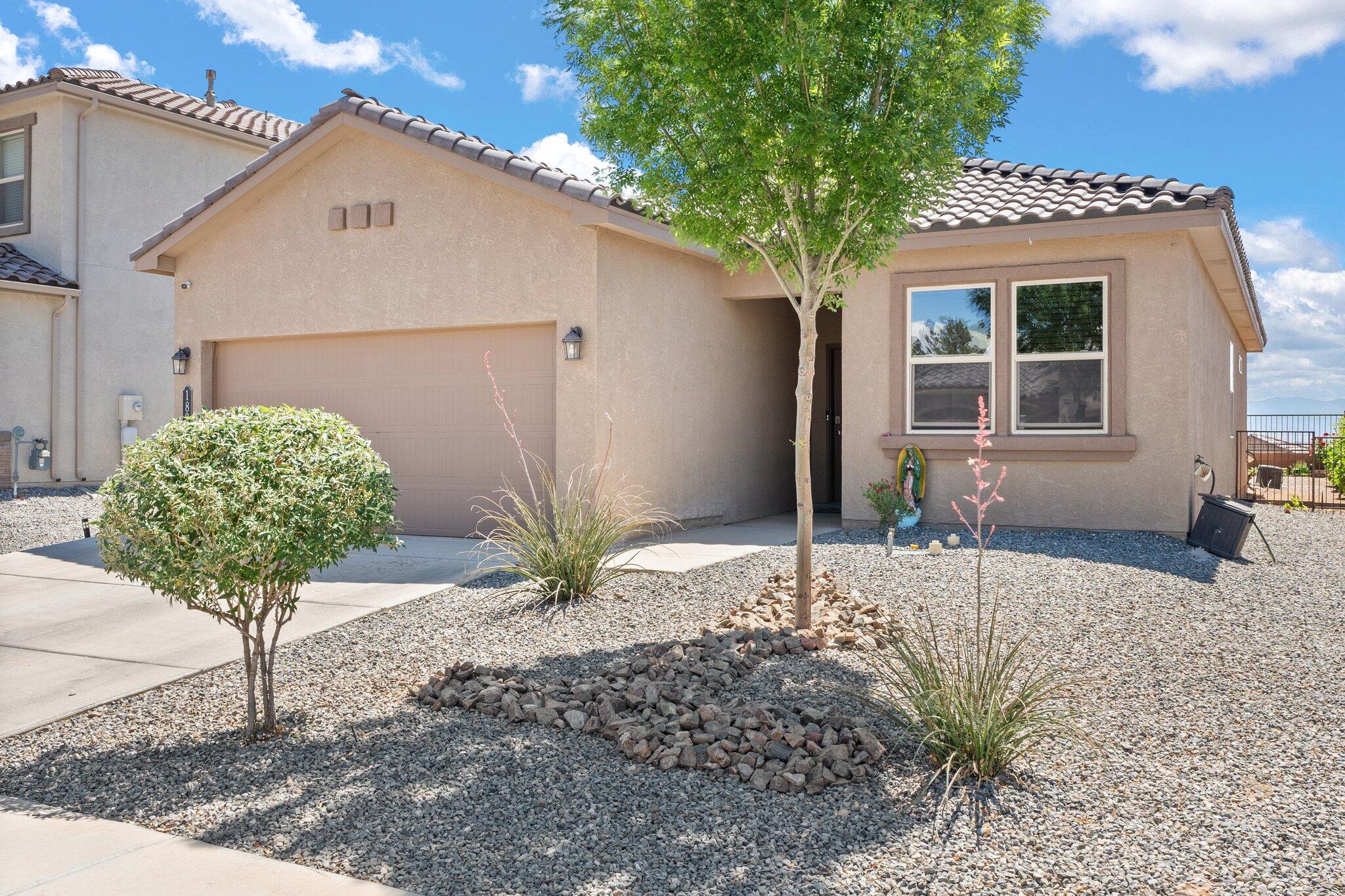 Welcome home! This 3-bedroom 2 bath house offers an open living room area combined with the kitchen. Separate primary bedroom and bathroom. 2 other bedrooms near the entry way with a bathroom to share. Enjoy the Manzano Mountain views from your own backyard.