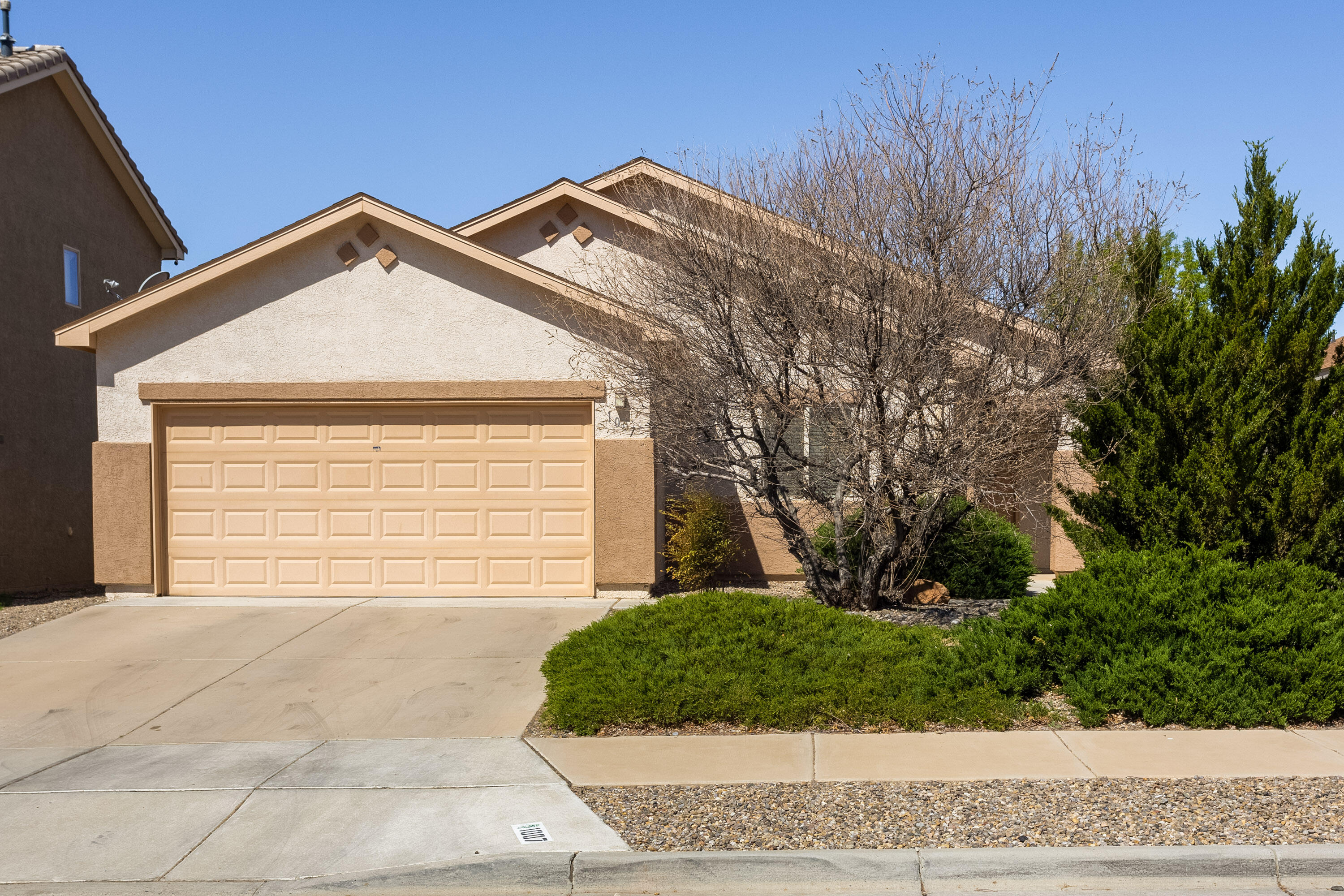 Come see this charming 3 bedroom 2 bathroom Centex home in Camino Crossing. The home features a bright open floor plan with an eat-In Kitchen that includes a black upgraded appliance package & granite kitchen counters and electric range. Featuring a spacious living room, that will provide plenty of room to enjoy with friends and family. The refrigerated air unit was replaced in 2020, and the water heater in 2021.  Relax in the finished backyard with a covered patio.  Both front and backyard feature xeriscape landscaping for low maintenance and water usage.