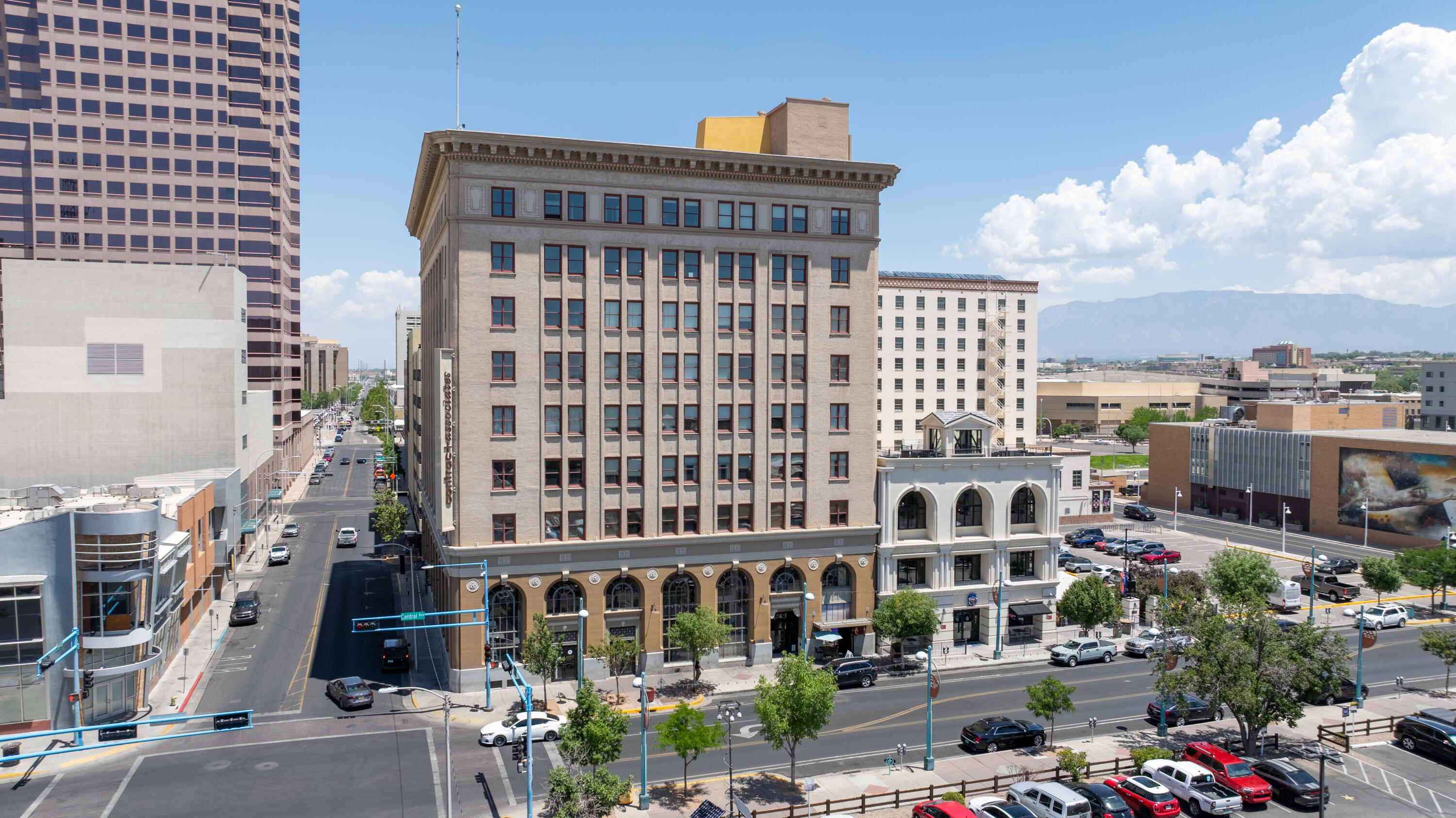 One of Albuquerque's most distinctive and historic buildings is home to this single story, Urban Style living condominium located on the third level of The Banque Residences. Open and light floor plan includes two bedrooms, two bathrooms, main living area, granite bar with three refrigerators, kitchen and laundry/storage room. The Banque Residences offers concierge/doorman in main lobby, an outdoor terrace with tables and seating, a rooftop deck with 360 degree views of Albuquerque and beyond! There is City of Albuquerque parking structure available for residents with a catwalk directly to the Banque Building for approx $86./mo. Located blocks from the Railyard, Municipal, District and Federal Courthouses, Lovelace and Presbyterian Hospitals, La Posada, Hyatt Regency and Double Tree Hotel