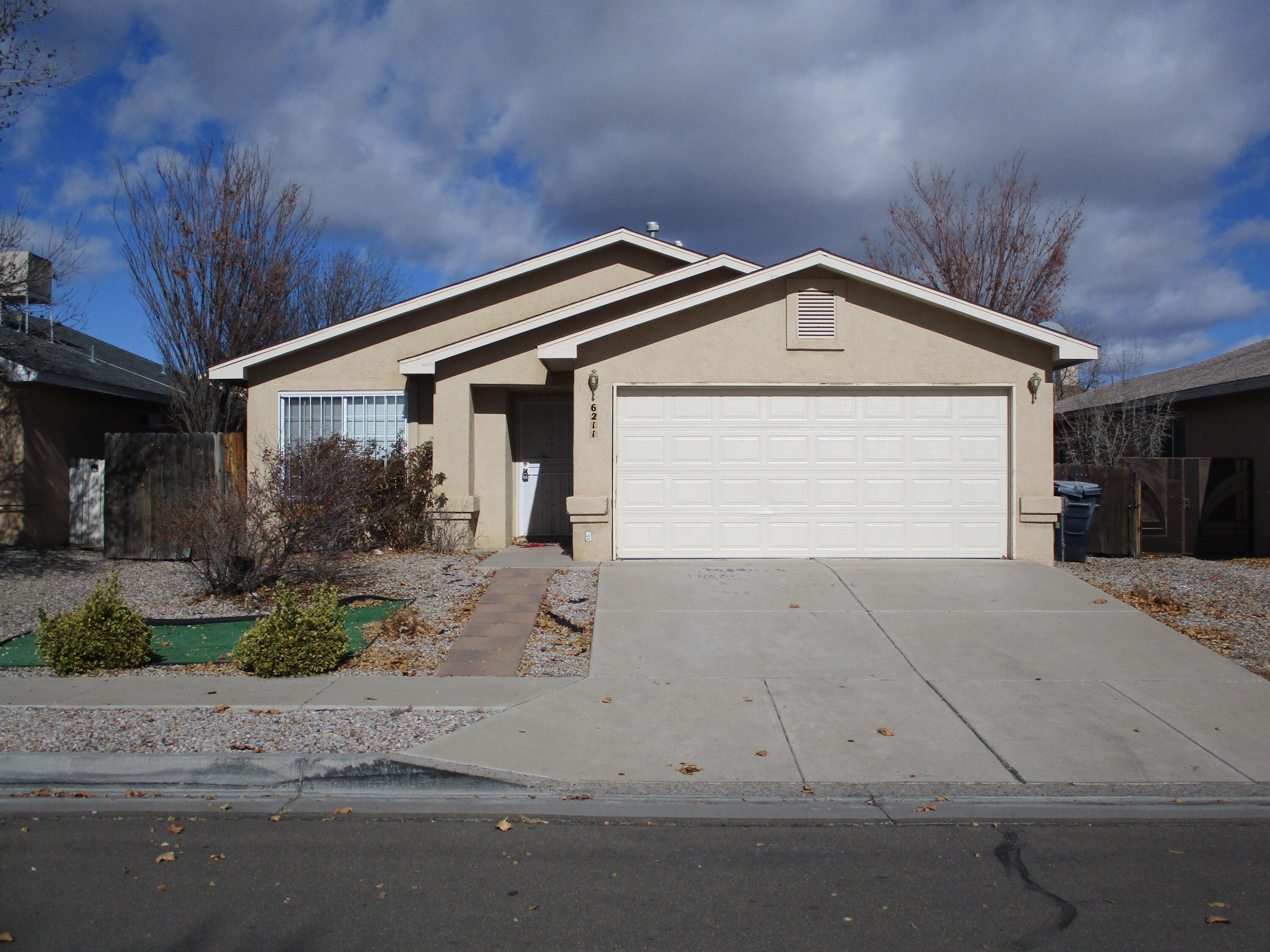 Nice one story home in Ladera Heights area. Close to schools and shopping with ez access to I-40. Open floor plan with kitchen and living area and access to back yard and 16x15 covered patio. 2 living areas have vaulted ceilings. Good sized bedrooms, 2 full baths and walk-in closet in Master BR. Lots of room for growing family. Large 2 car garage with auto door opener. Home has been rental, no Sellers disclosure. Needs little TLC. Priced accordingly.  Must be Purchased by Buyer/Occupant to comply with FIRPTA tax act. Current owner is Foreign Investor. NO INVESTORS OFFERS ACCEPTED