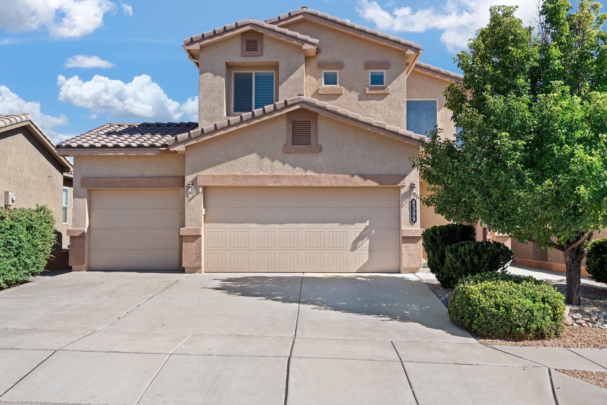 Welcome to your new home in the coveted Monticito Estates, on Albuquerque's westside! This beautiful 2-story residence boasts 3 spacious bedrooms and 2 1/2 baths, offering ample space and comfort for your family. Modern amenities include: stainless steel appliances, tankless water heater and two heating and cooling units/zones. Enjoy the added storage space of a 3-car garage. Outside, enjoy your private backyard without a neighbor directly behind you.  Or take advantage of the fantastic community amenities. Monticito Estates offers a sparkling pool, well-maintained park, and scenic walking trails--perfect for enjoying the beautiful surroundings and fostering a sense of community.