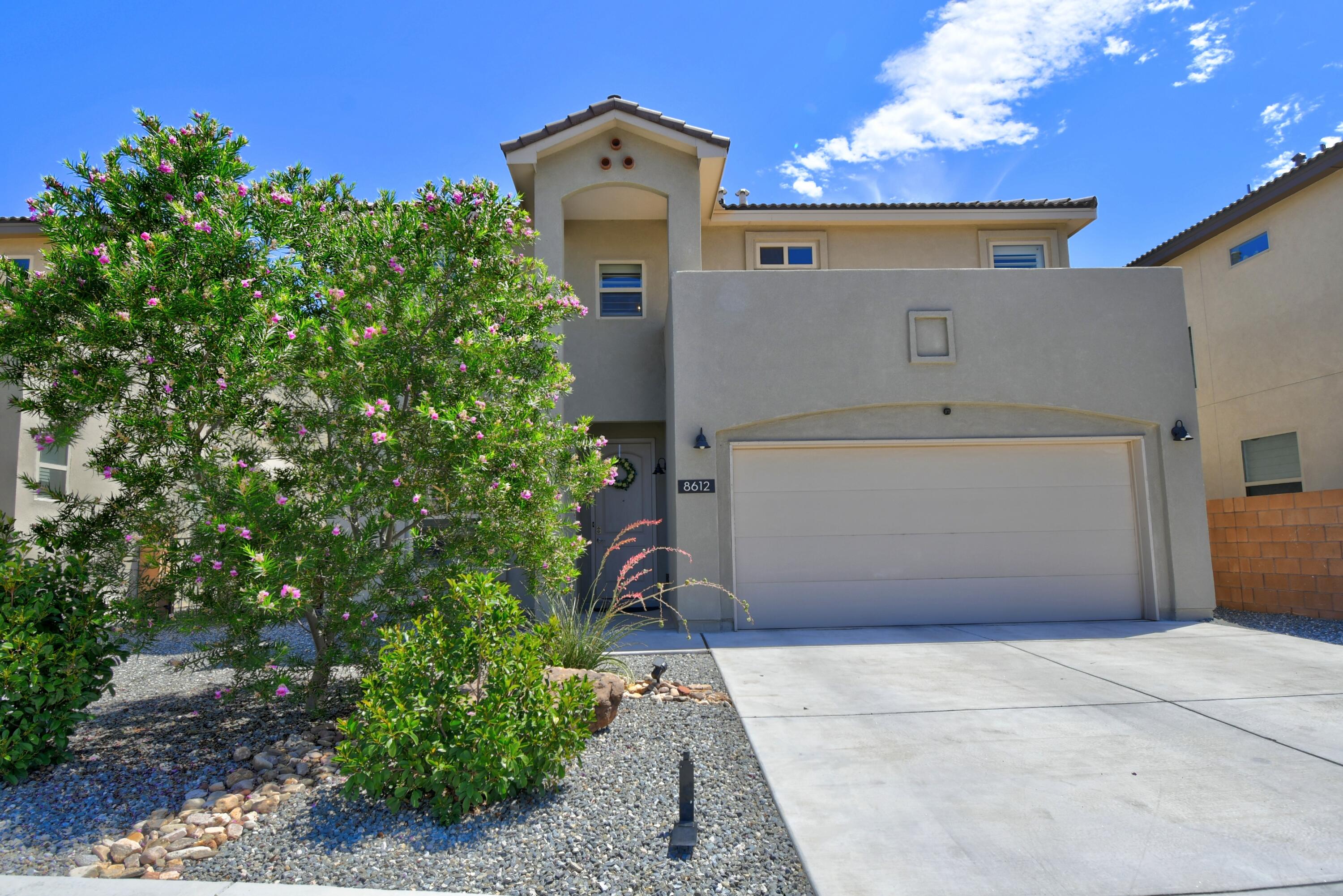 Gorgeous Custom Home, Multi-Gen. Floor Plan w/ a Bedroom/Bath on the Main Floor for Guests/In-laws & 4 More Bedrooms Upstairs or 3 Bedrooms & a Second Living Area. Wood Look Tile, Wood Flooring, and Plantation Style Shutters, Very Bright/Open Floor Plan, Incredible Daylighting. Beautiful Kitchen w/ Quartz Countertops, Glass Tile Backsplash Large Pantry, Stainless-Steel Appliances, Open to the Living Area. Large Primary Suite w/ Great Mountain Views, a Huge Walk-In Closet, and Custom Tile Dual Fixture Shower. Enjoy the East Facing Low Maint. Private Backyard from the Covered Patio. Close to Restaurants, Shopping and Highly Rated Schools, Walk to the Domingo Baca Multi-Gen. Center, Dog Parks, Tennis Courts/Racquetball Courts, Splash Pad, Kiddie Park and Future Indoor Pool. MOVE IN READY!!!